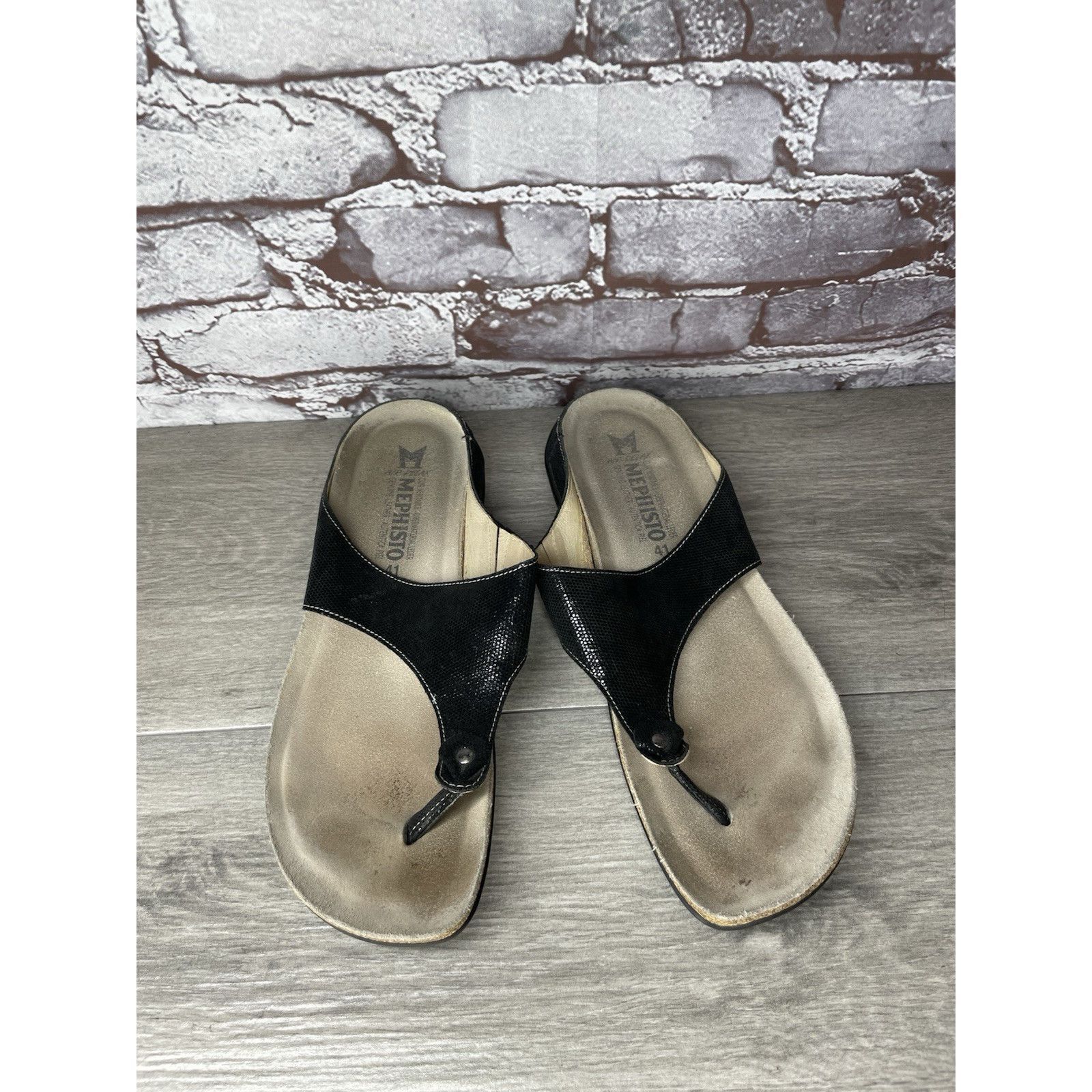 Mephisto Mephisto Agacio Black Leather Thong Slip On Sandals Women’s Size US 10.5 / IT 40.5 - 7 Thumbnail