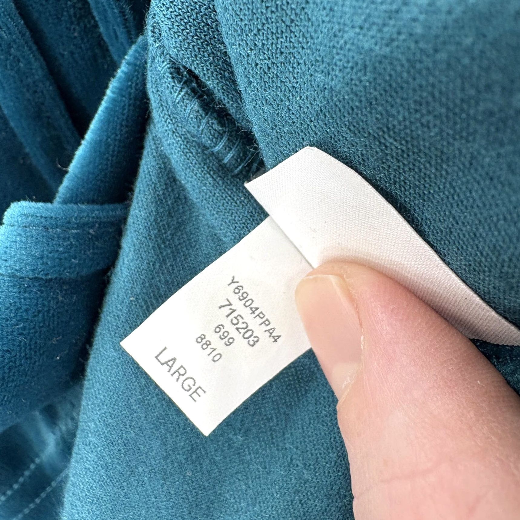 Velour Kathy Ireland Blouse Womens Large Blue Teal Velour Scoop Neck Long Sleeve VTG Size L / US 10 / IT 46 - 7 Thumbnail
