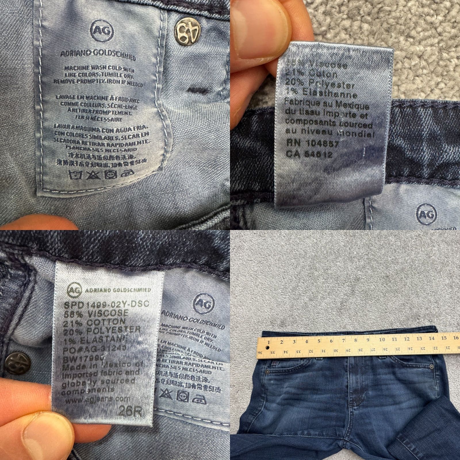 Denime AG Adriano Goldschmied The Middi Denim Jeans Womens 16R Blue Slim Skinny Casual 5-Pocket Design Size 26" / US 2 / IT 38 - 8 Thumbnail