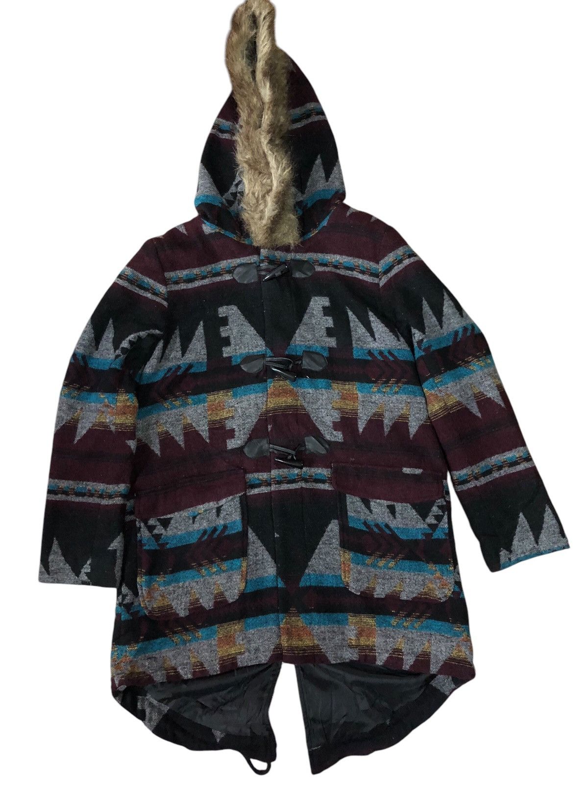 If Six Was Nine × Japanese Brand × Le Grande Bleu (L.G.B.) 291295 Labo Navajo Native Faux Fur Duffle Hooded Coat Size US S / EU 44-46 / 1 - 1 Thumbnail