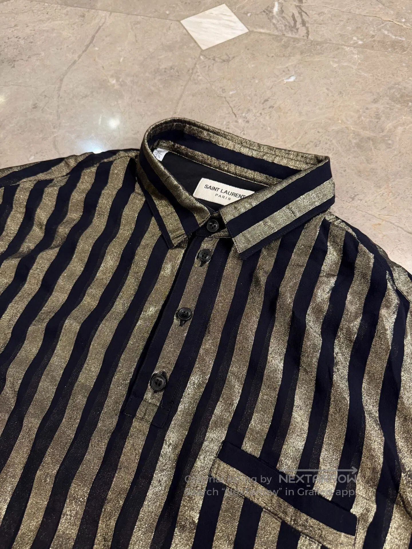 Saint Laurent Paris Saint Laurent Black Striped Silk Shirt. Size US XXS / EU 40 - 8 Thumbnail