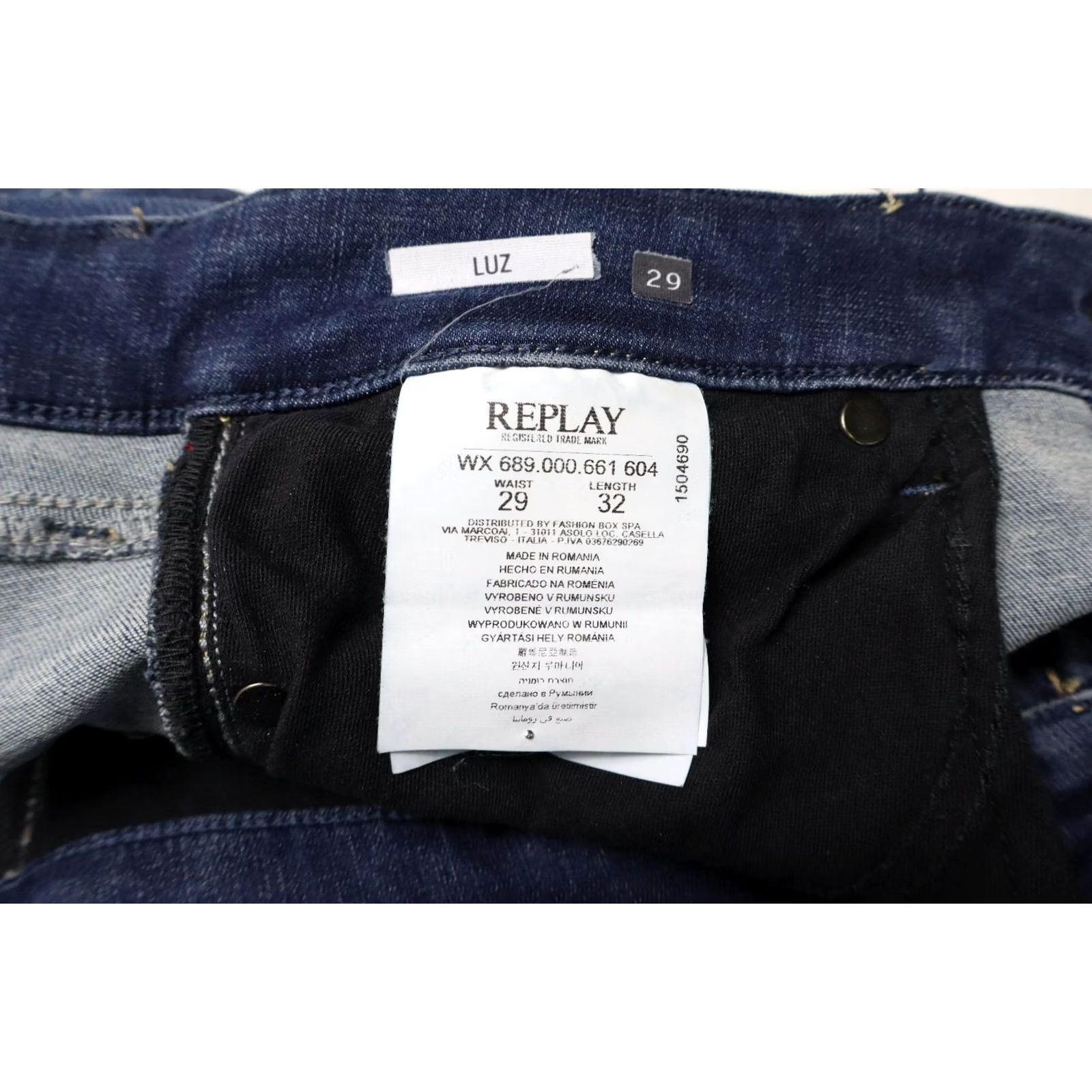 Replay Replay Luz Jeans Women's W29/L32 Fade Effect Whiskers Zip Fly Stretch Blue Jeans Size 29" - 5 Thumbnail