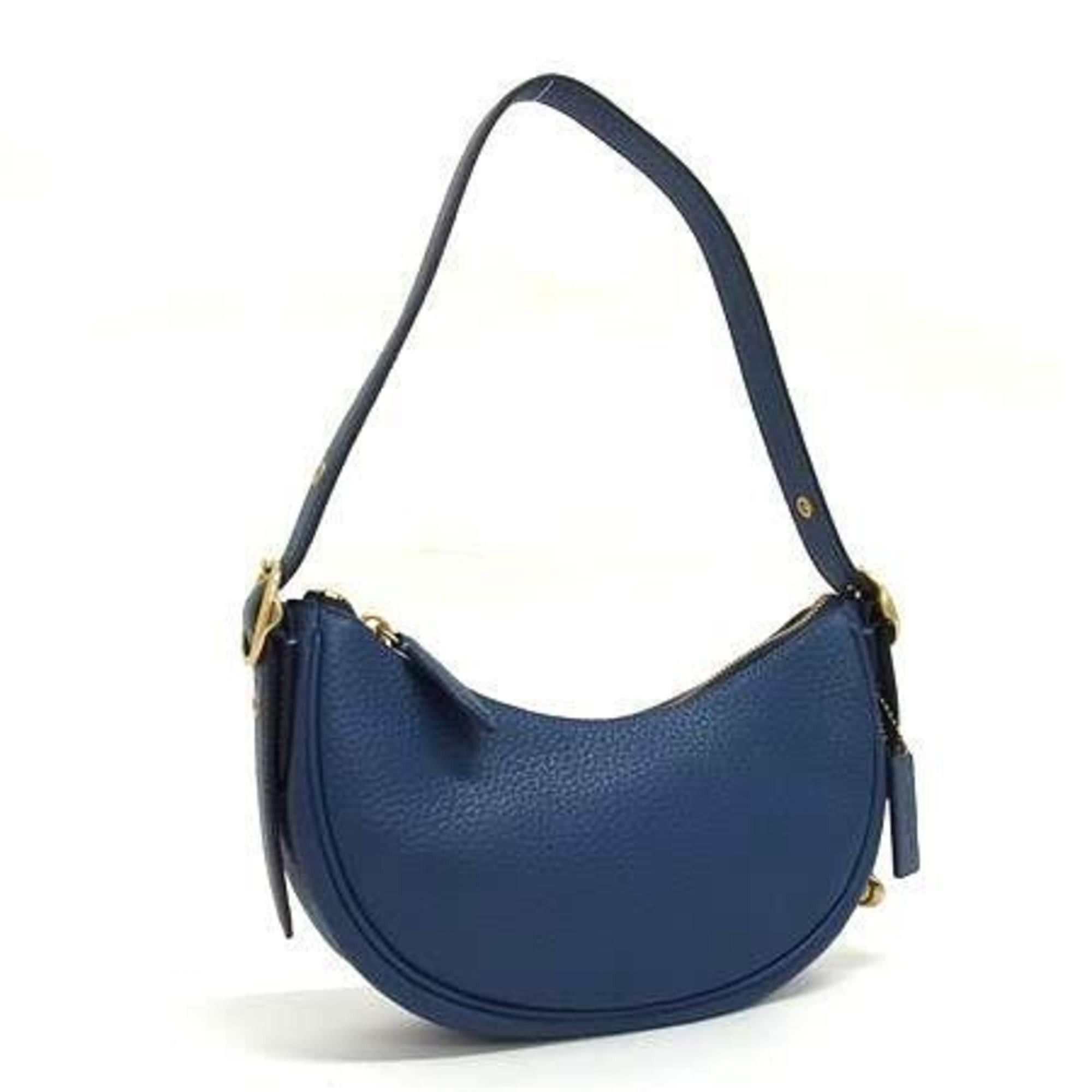 COACH Luna Shoulder Bag CC439 Blue Leather Women's