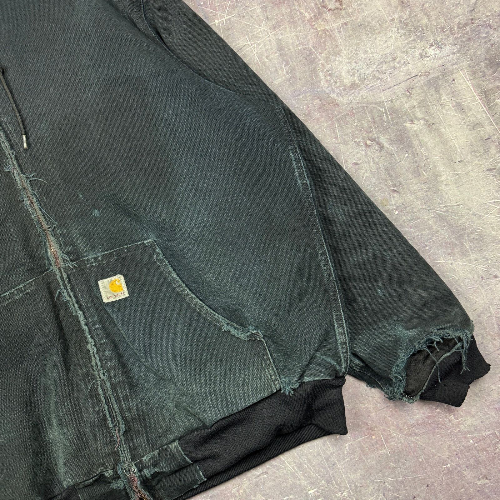 Carhartt × Vintage 90s Faded Black Carhartt Hooded Active Work Jacket XL 2338 Size US XL / EU 56 / 4 - 4 Thumbnail