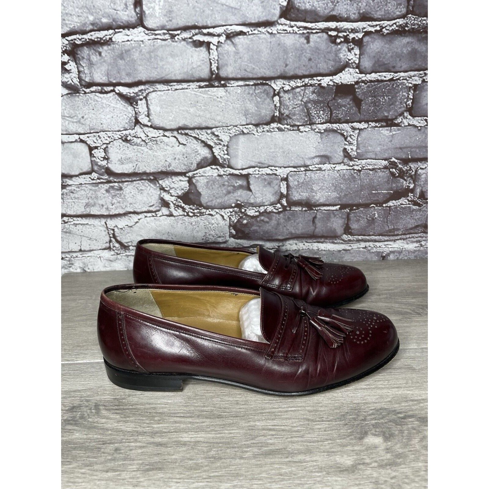 Other Stamati Mastroianni Burgundy Leather Wingtip Tassel Loafers Size US 8 / EU 41 - 20 Thumbnail