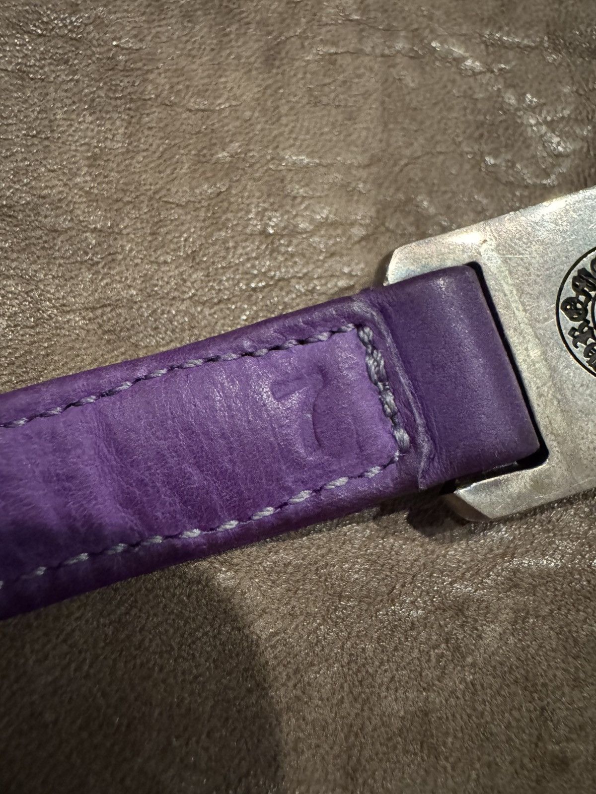 Chrome Hearts Chrome Hearts Purple Leather Harness Clasp Bracelet Silver Size ONE SIZE - 7 Thumbnail