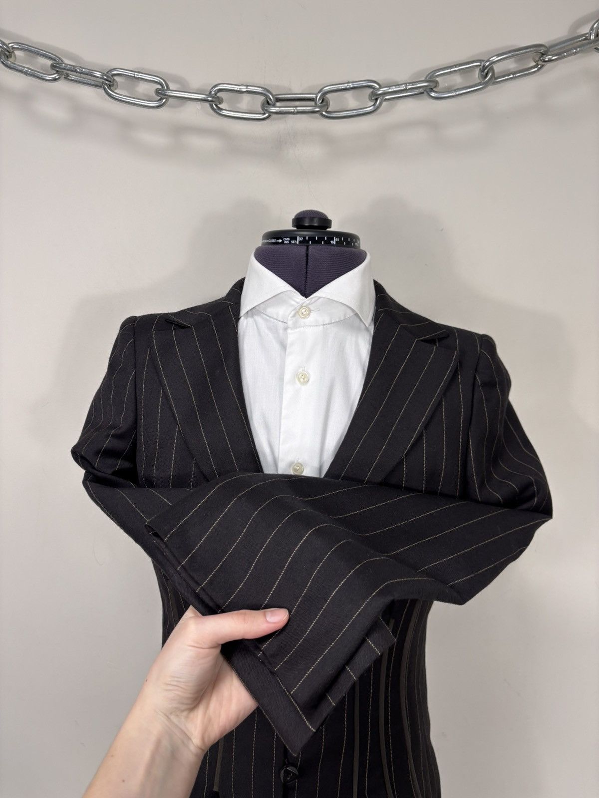 Armani Collezioni Armani Collezioni Women’s Brown Pinstripe Wool Power Suit Size L / US 10 / IT 46 - 8 Thumbnail