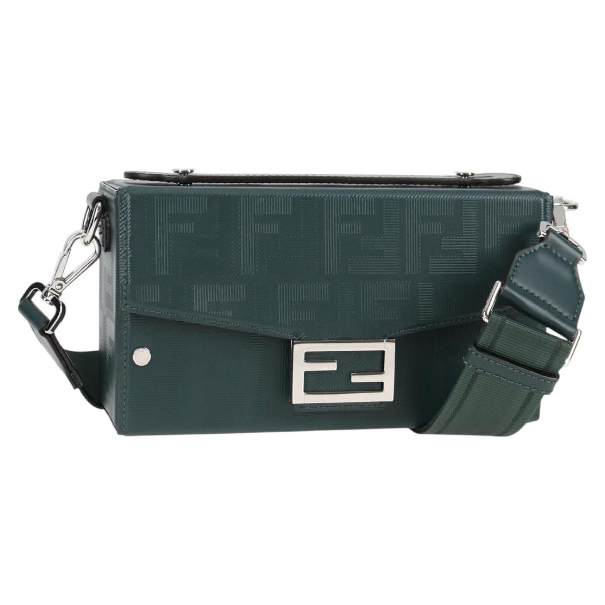 Fendi Zucca Canvas Baguette Soft Trunk Hand Bag Leather 2Way Green Auth Sw386Am, Women's