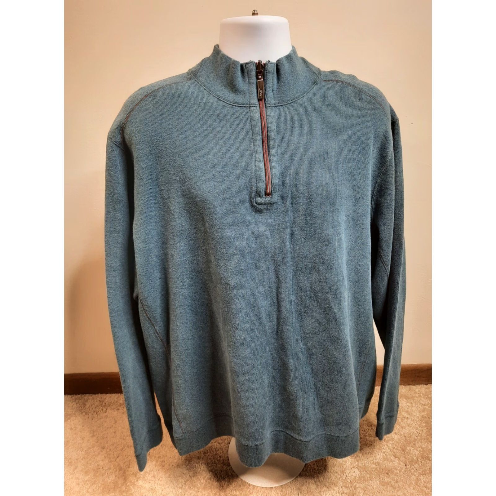 Tommy Bahama VINTAGE Tommy Bahama Reversible Quarter Zip Pullover Sweatshirt 2XL Cotton Blue Mens Size US XXL / EU 58 / 5 - 7 Thumbnail
