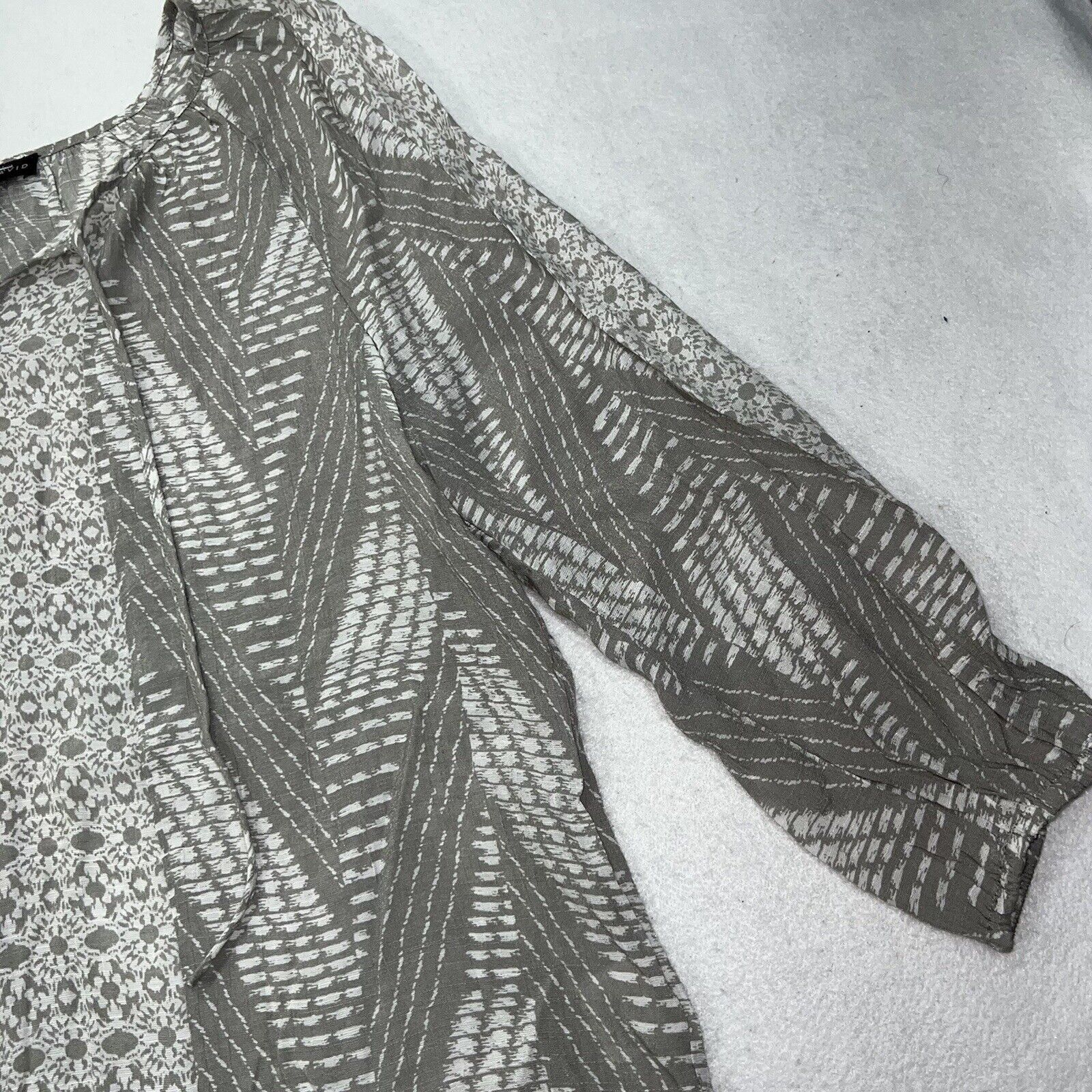 Other Fred David Gray 3/4 Sleeve Pullover Patterned Top Size M / US 6-8 / IT 42-44 - 4 Thumbnail