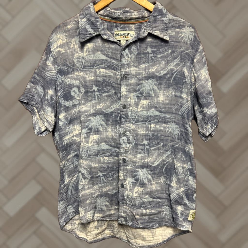 Vintage Margaritaville Button-Up Shirt L Men Blue Cotton Short Sleeve Hula Beach Hawaiian Button-Up Casual Size US L / EU 52-54 / 3 - 1 Thumbnail