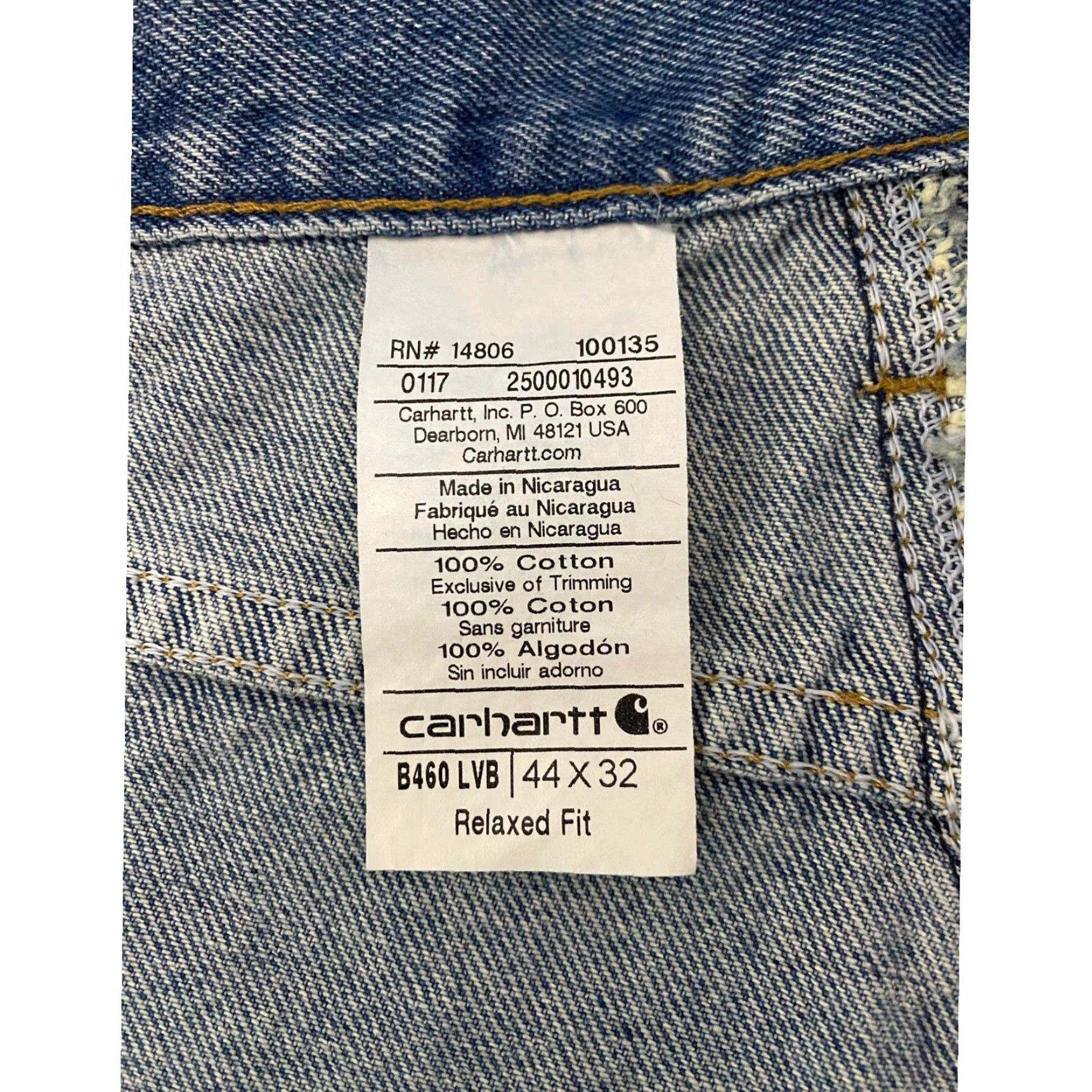 Carhartt Carhartt Jeans B460 LVB Relaxed Fit Mens 44x32 Blue Straight Denim Cotton Pockets Button Zip Size US 44 / EU 60 - 5 Thumbnail