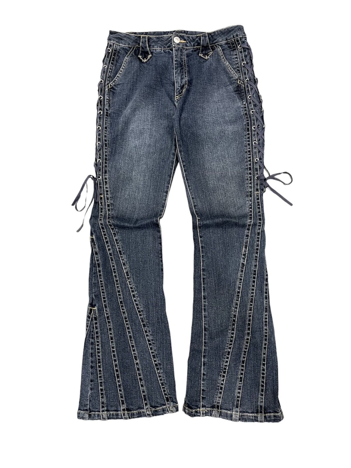 image of Browdwin Lace Up Flared Pants in Denim, Men's (Size 28)