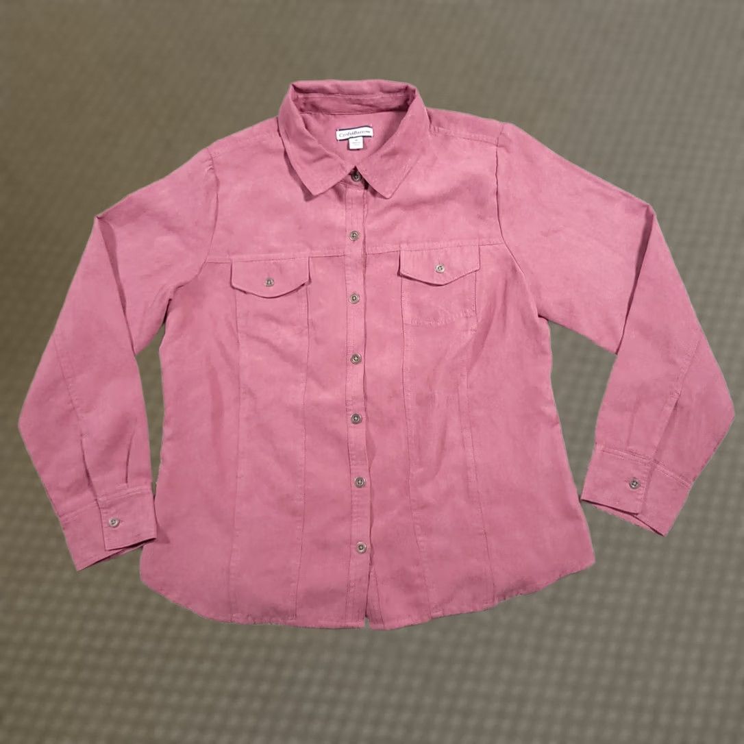 Croft & Barrow Croft & Barrow Button-Up Shirt Jacket Womens Medium Pink Lined Suede Faux Shirt Jacket Button Up Shirt Jacket Mens? Size M / US 6-8 / IT 42-44 - 1 Thumbnail