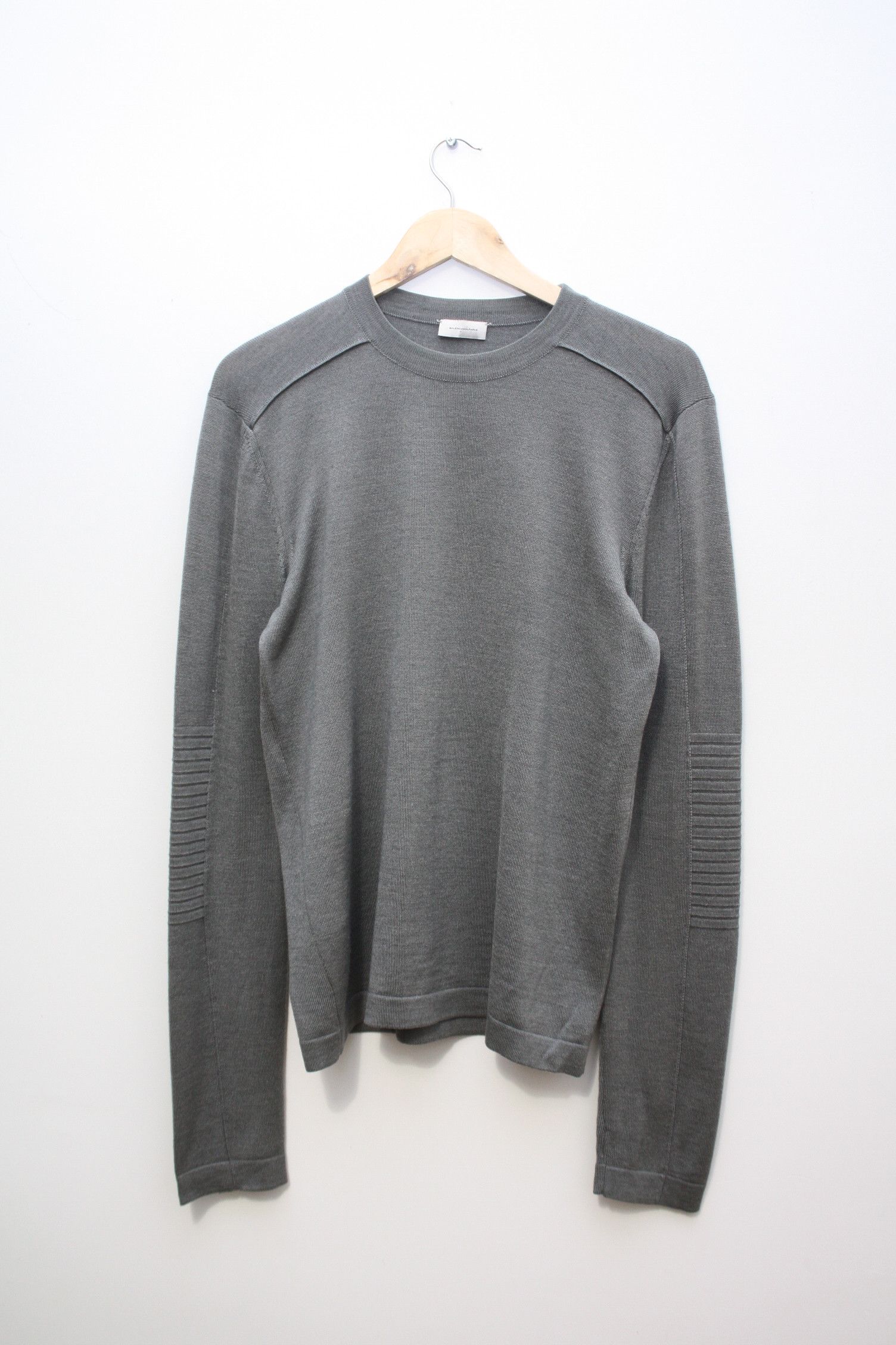 Balenciaga Paris Grey Wool Silk Blend Knitted Sweater Men's