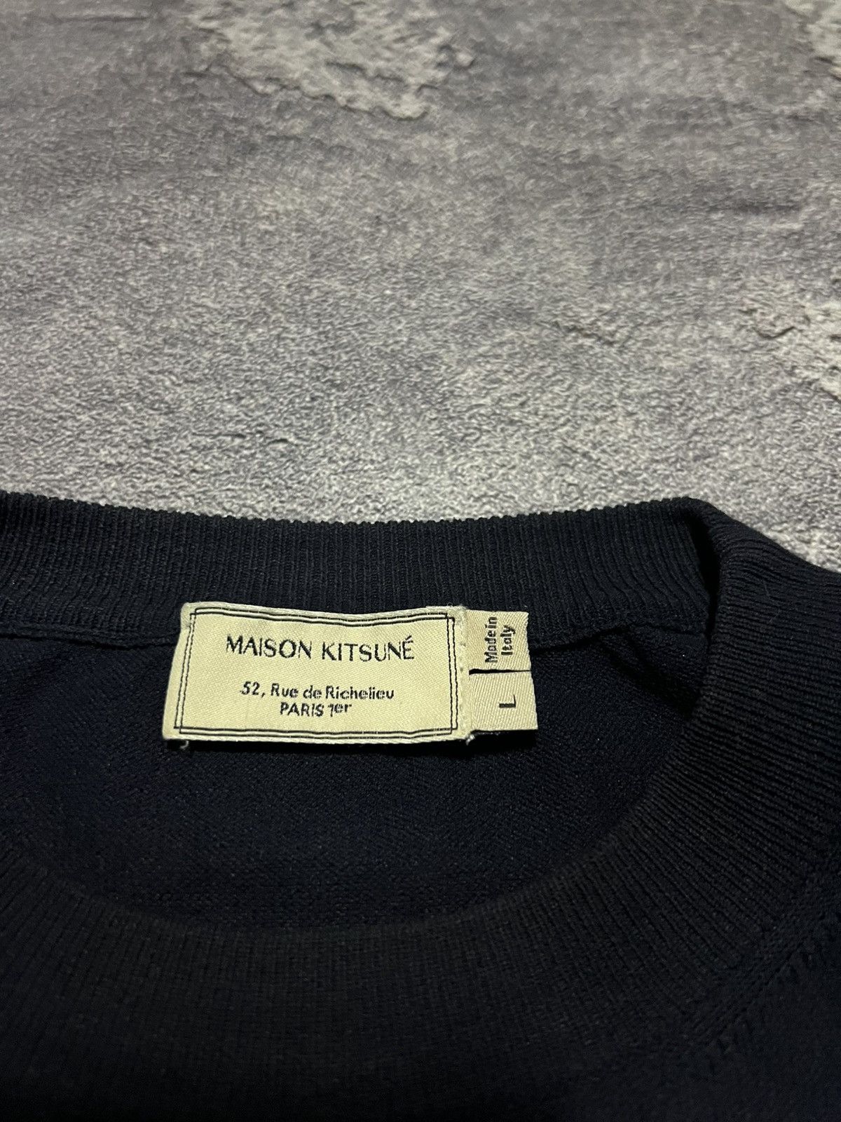 Maison Kitsune Maison Kitsune Vintage Knit Logo Sweater Streetwear Size US L / EU 52-54 / 3 - 3 Thumbnail