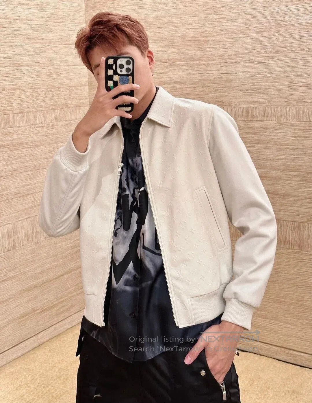 Louis Vuitton white logo lambskin leather jacket for men. Size US L / EU 52-54 / 3 - 8 Thumbnail