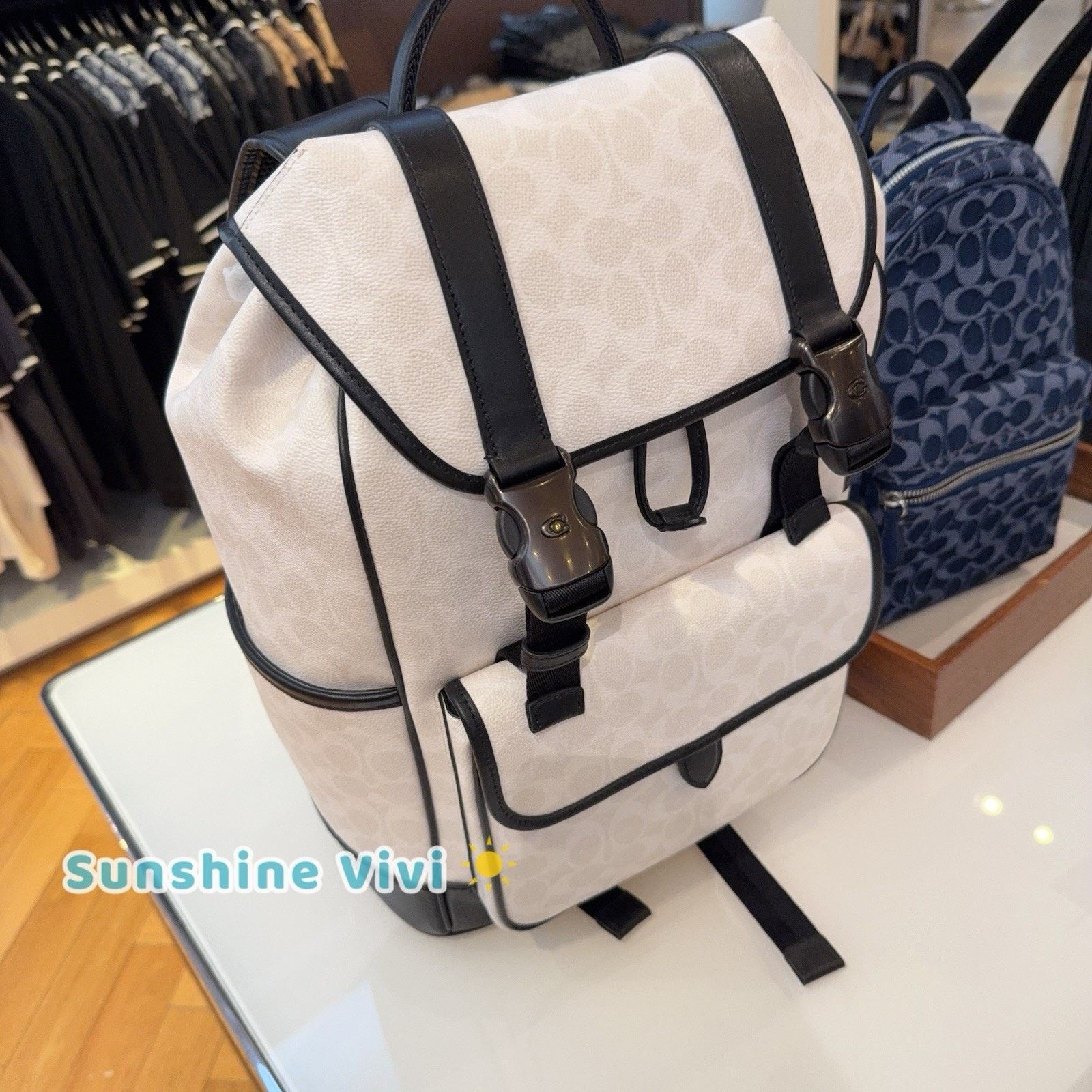 Coach NWT Coach MEN League Flap Backpack White/Black CU201 Size ONE SIZE - 2 Thumbnail