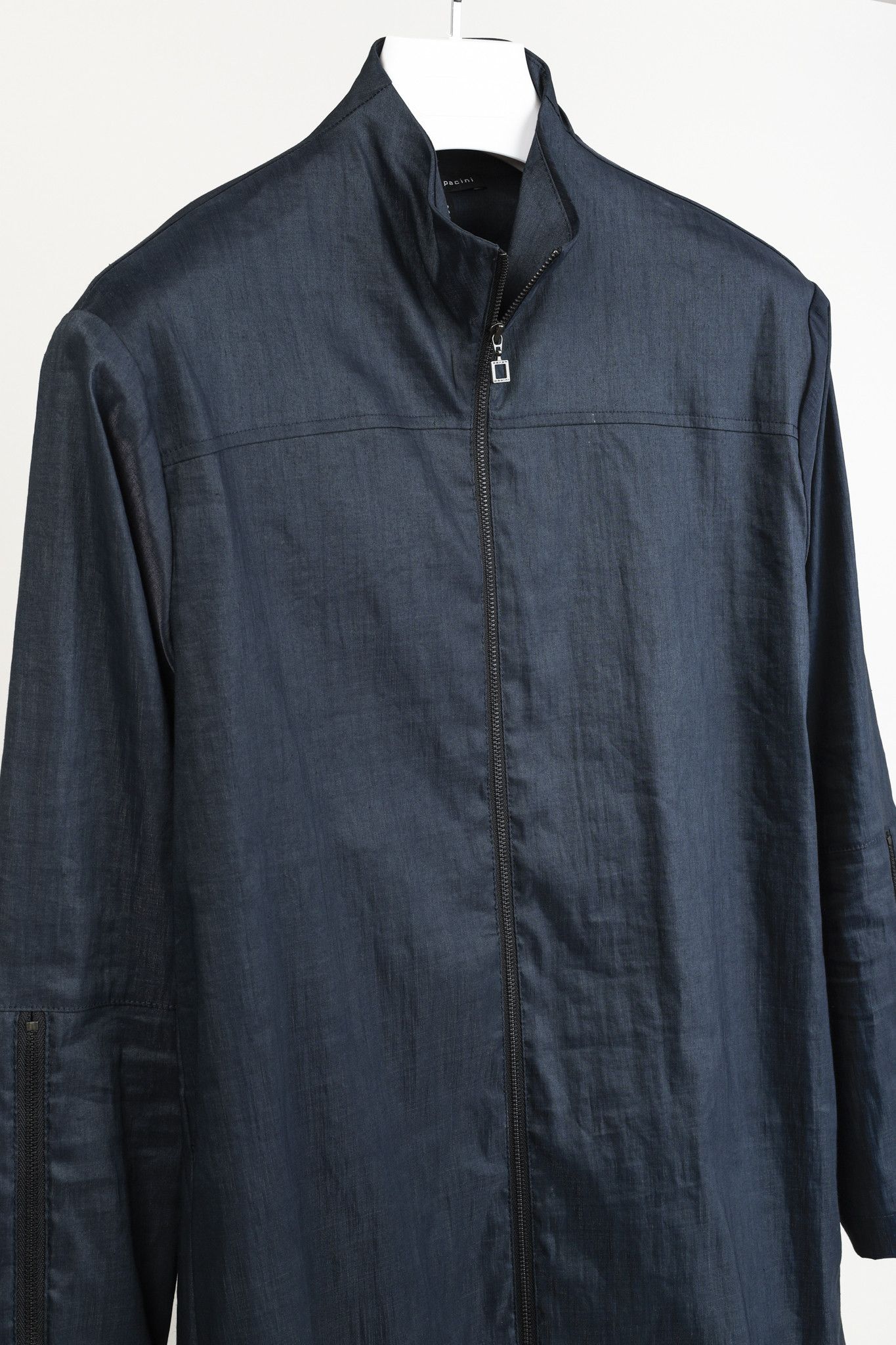 Sarah Pacini Sarah Pacini Navy Stretch Linen Jacket Size S / US 4 / IT 40 - 3 Thumbnail
