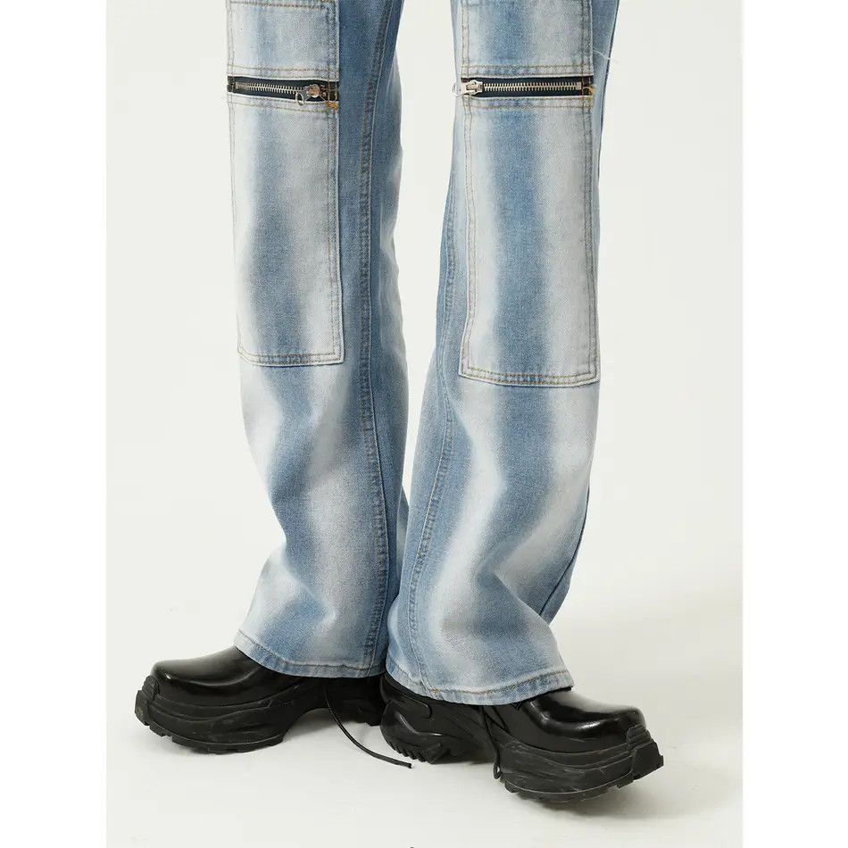 Japanese Brand Retro loose patchwork zipper jeans Size US 32 / EU 48 - 3 Thumbnail