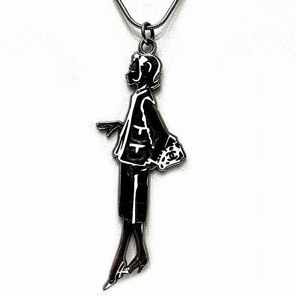 image of Chanel Mademoiselle Pendant Necklace in Silver, Women's