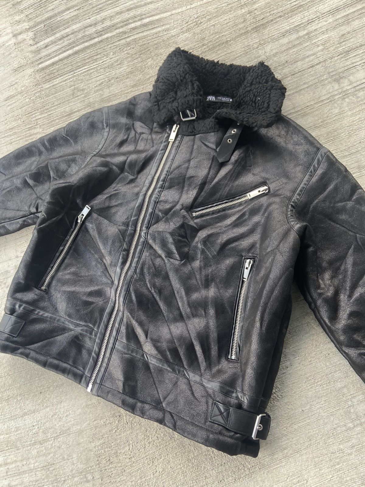 Zara ZARA MENS FAUX B-3 Flight Jacket Size US XL / EU 56 / 4 - 3 Thumbnail