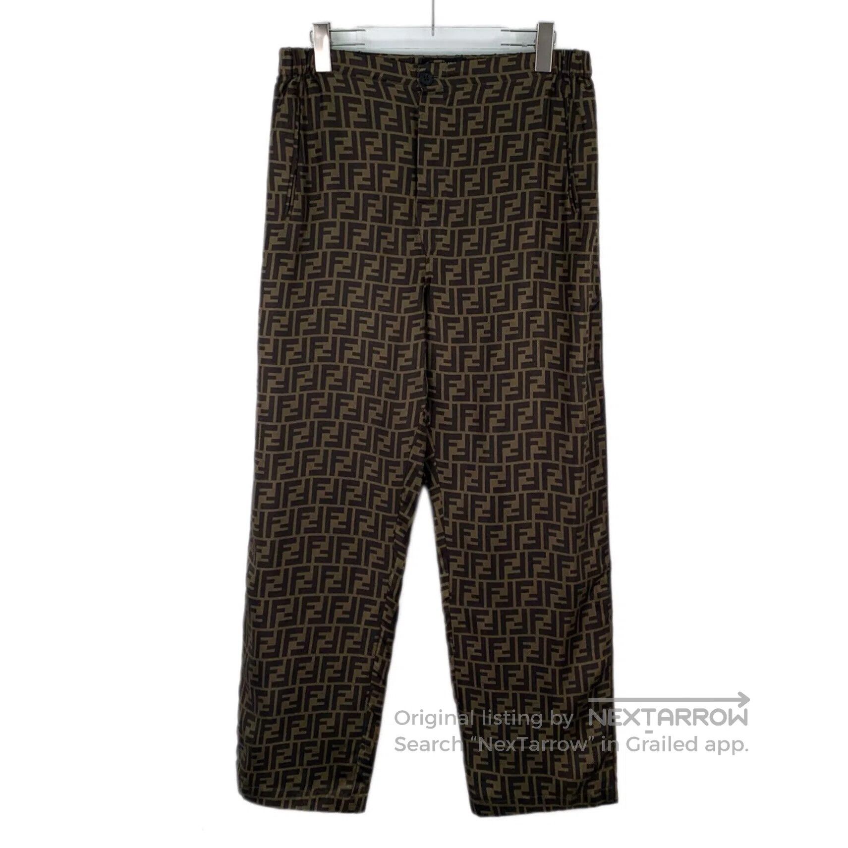 Fendi FENDI Beige Double F Monogram Printed Silk-cotton Casual T Size US 30 / EU 46 - 1 Thumbnail