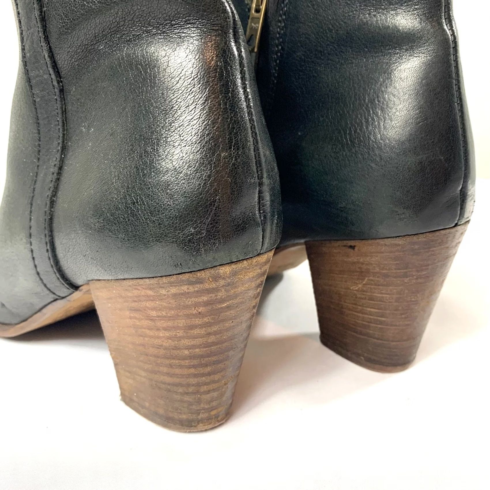 Madewell Madewell Black Leather Ankle Booties Womens 9.5 Stacked Heel Zip Up Size US 10 / IT 40 - 5 Thumbnail