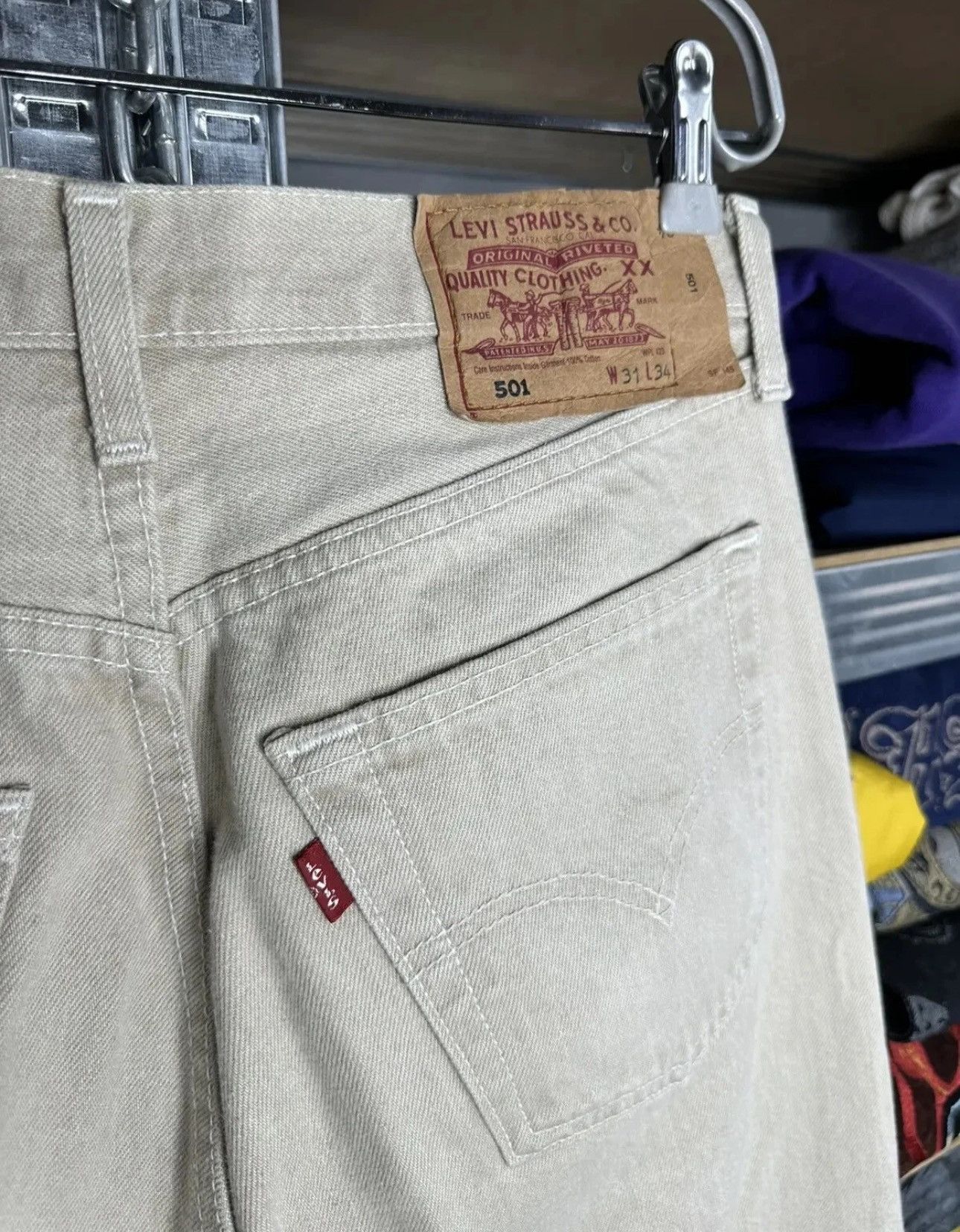Levi's 31/34 Crazy Vintage 90s Levi’s 501 Jeans Light Wash Tapered Size US 31 - 10 Thumbnail