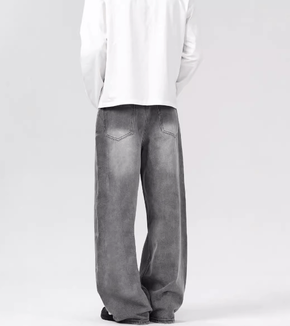 Japanese Brand × Jean Grey washed distressed loose straight baggy jeans Size US 32 / EU 48 - 4 Thumbnail