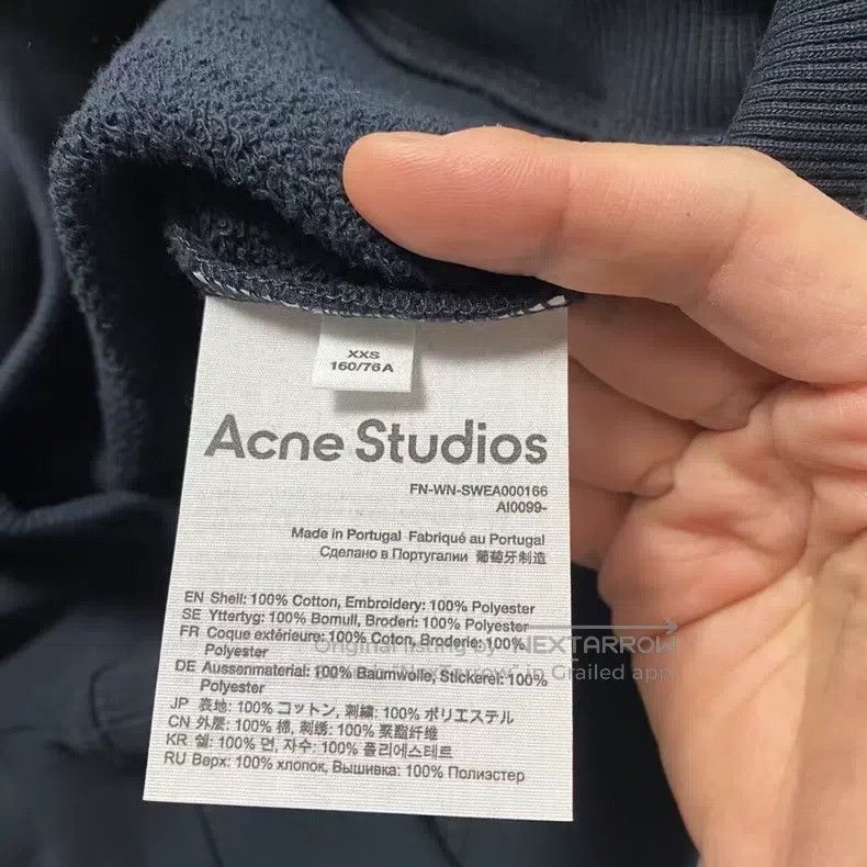 Acne Studios Acne Studios Navy Blue Chest Embroidered Logo Sweatshirt Size XXS / US 00 / IT 34 - 3 Thumbnail
