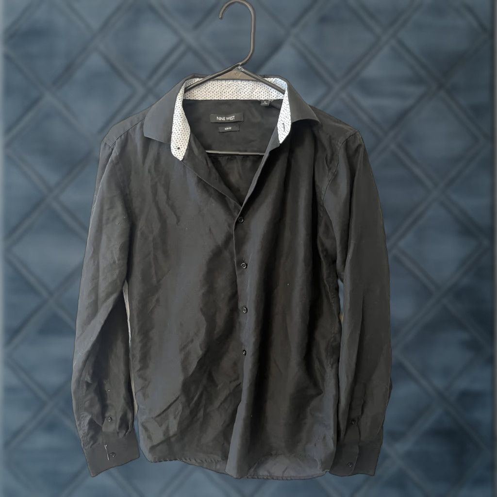 Nine West Nine West Shirt Mens Small Black Slim Fit Long Sleeve Button Down Size US S / EU 44-46 / 1 - 1 Thumbnail