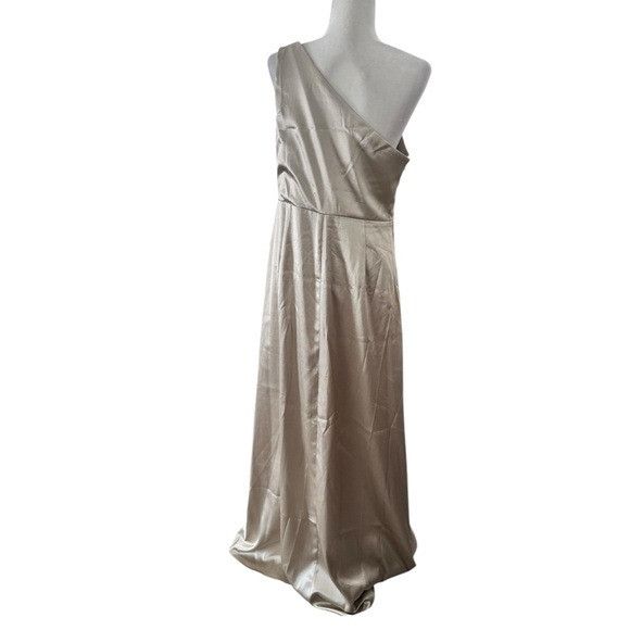 Other Birdy Grey One-Shoulder Satin Gown in Champagne Gold Size XL / US 12-14 / IT 48-50 - 5 Thumbnail