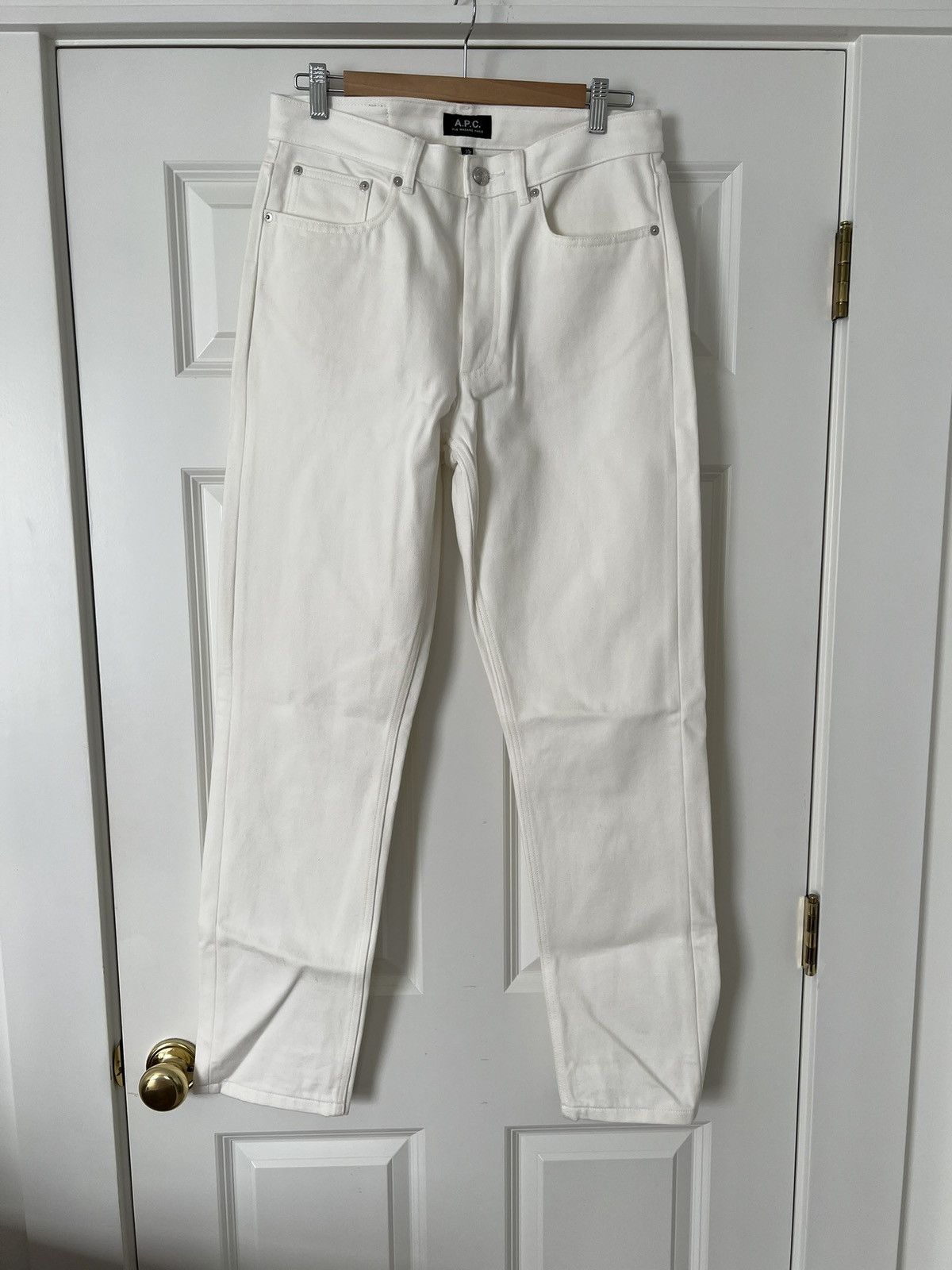 image of A P C White L’Etiquette Special Edition Jean, Men's (Size 30)