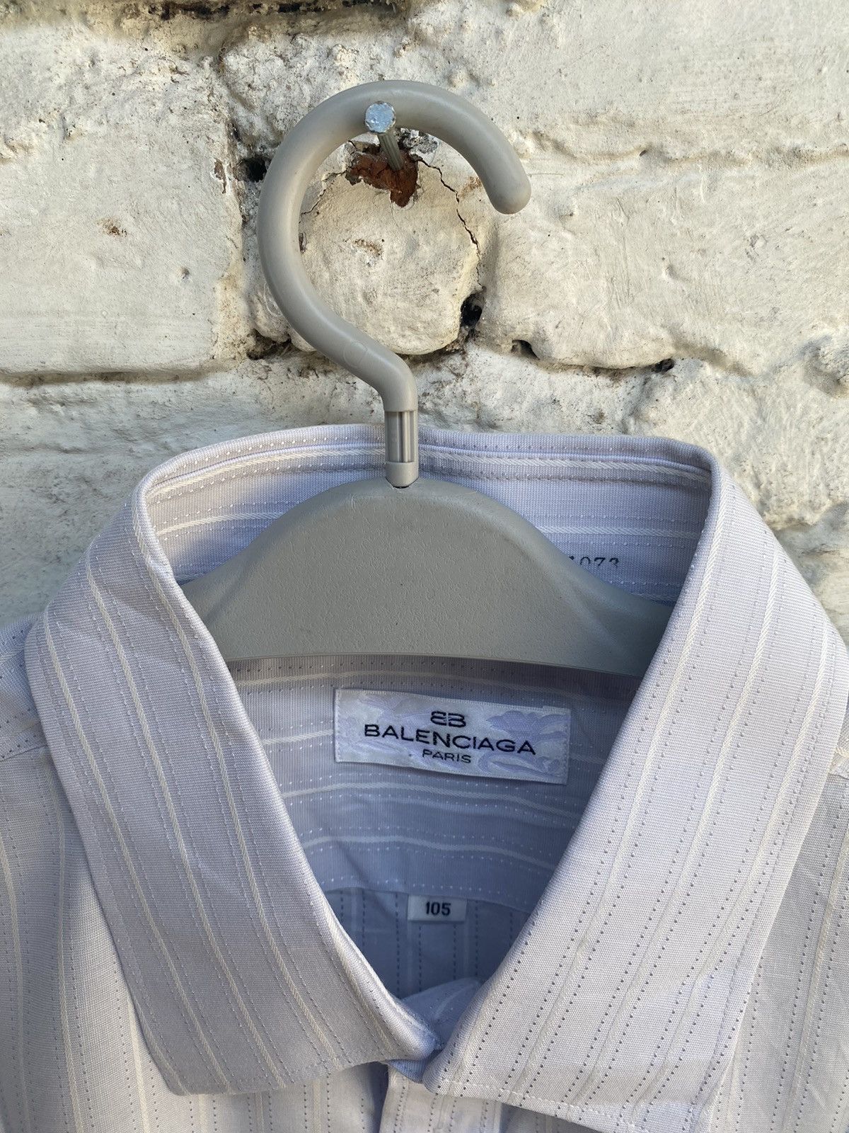 Balenciaga VINTAGE BALENCIAGA STRIPPED FORMAL LONG SHIRTS Size US XL / EU 56 / 4 - 2 Thumbnail