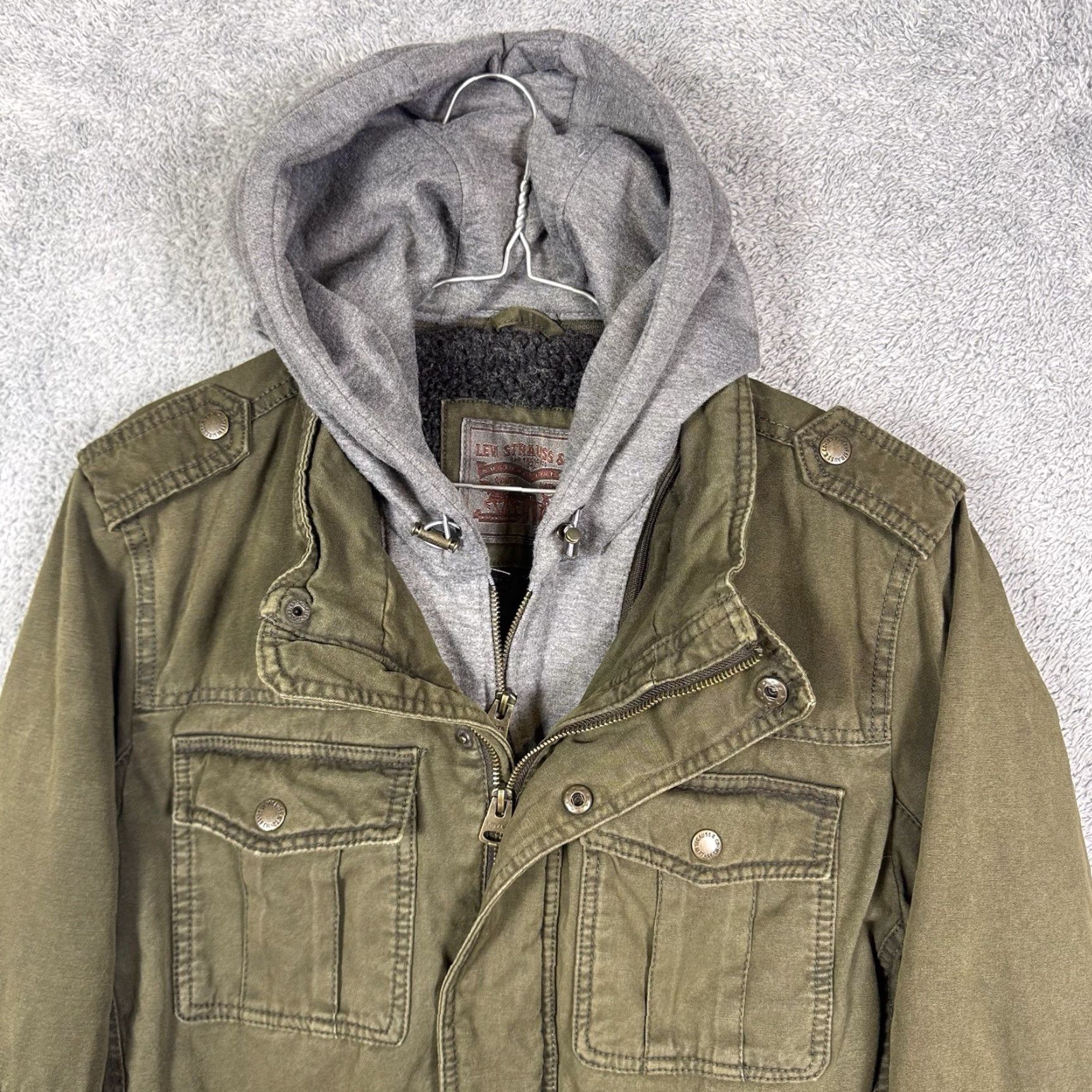 Levi's Levi’s Trucker Jacket Mens S Sherpa Hooded Canvas Utility Military Field Chore Jacket Size US S / EU 44-46 / 1 - 4 Thumbnail