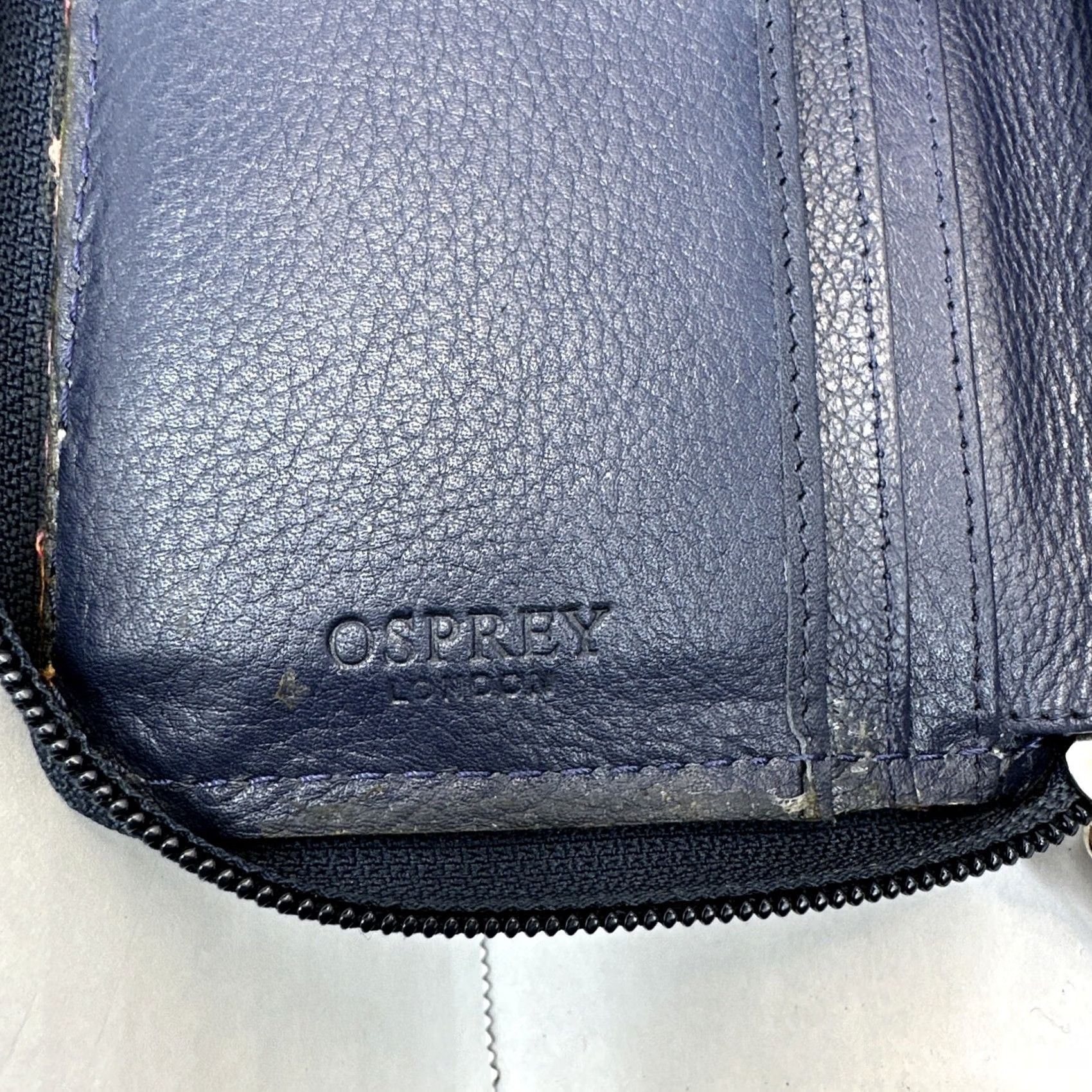 Osprey VINTAGE Osprey London Navy Blue Zip Wallet Graeme Ellisdon Leather Size ONE SIZE - 7 Thumbnail