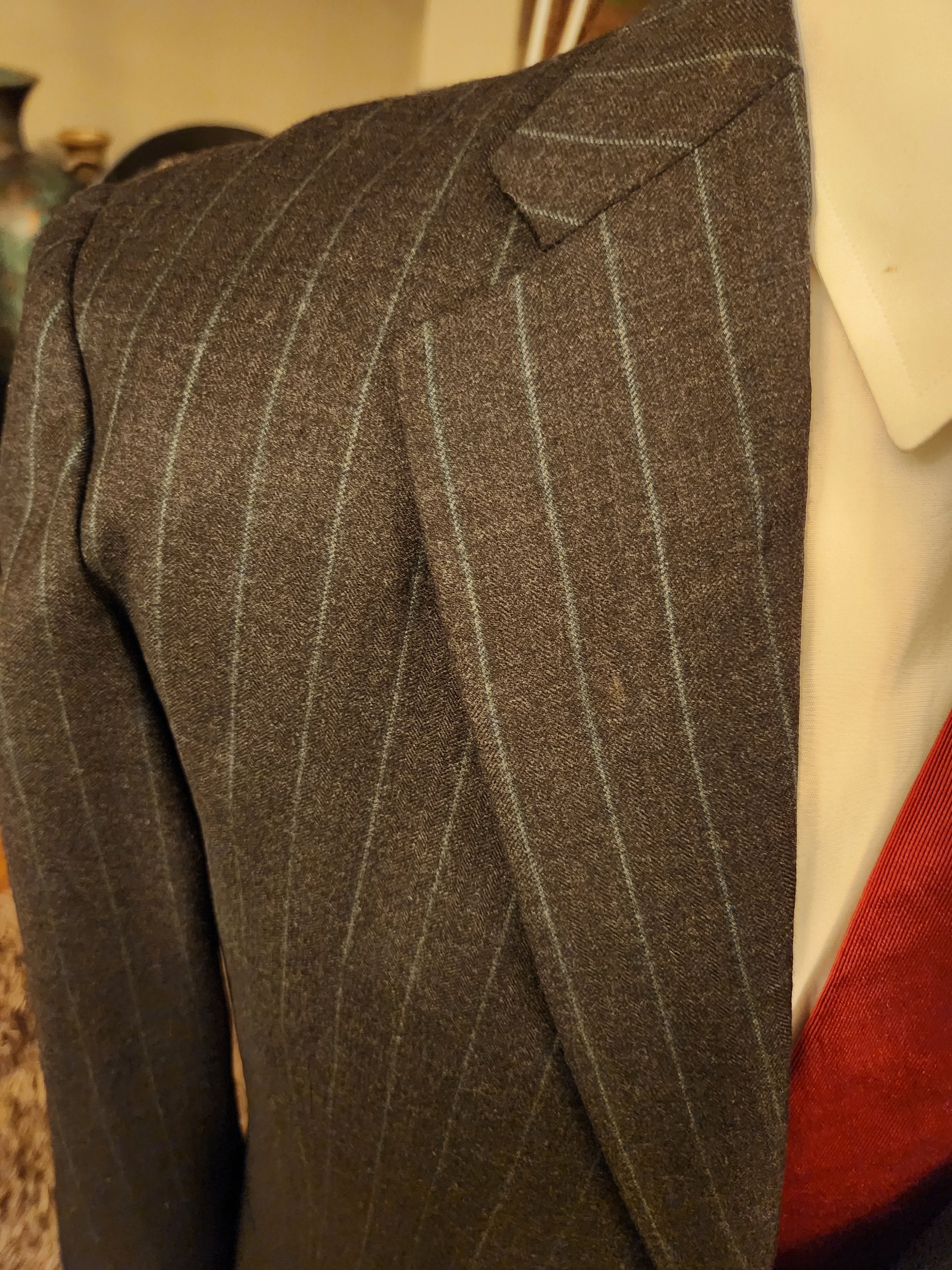 Burberry Men's 100% Wool Gray Pin Striped Designed Blazer Size 42L - 3 Thumbnail
