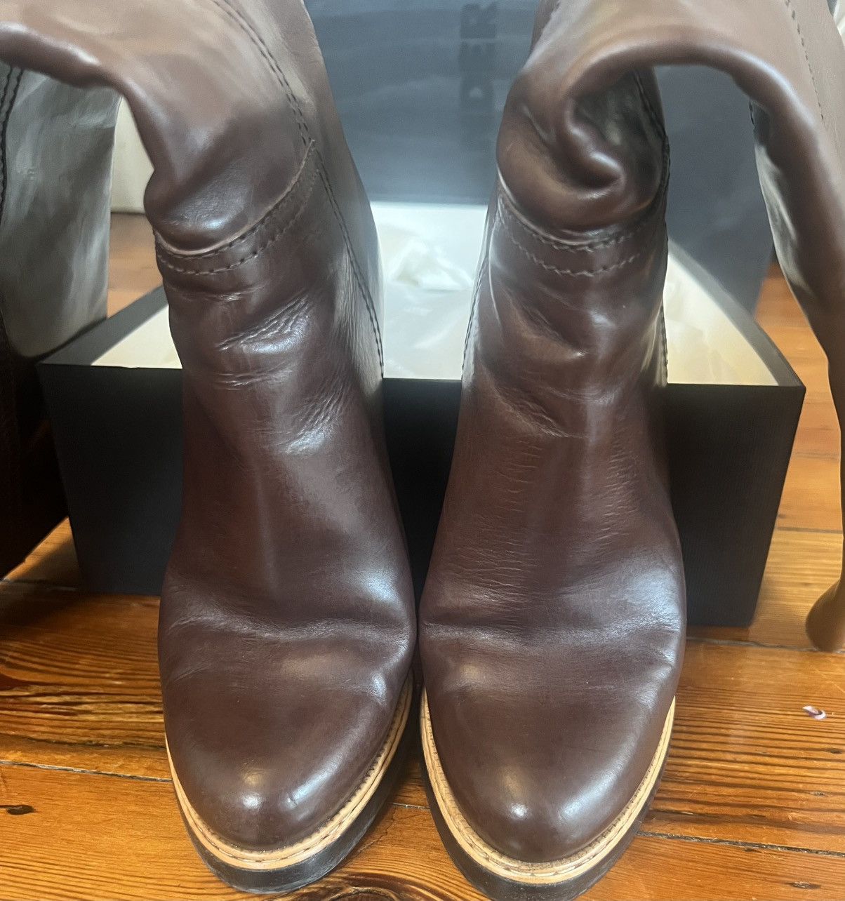 Jil Sander Authentic Jil Sander nature calf 501 brown boots JS15048 37 Size US 7 / IT 37 - 3 Thumbnail