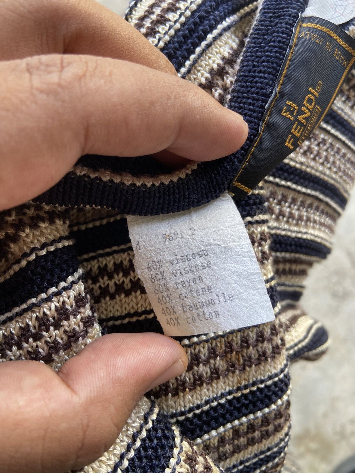 Fendi Archive SS98 Fendi ‘Maglia Striped’ Essential Line Knit Tee Size US L / EU 52-54 / 3 - 5 Thumbnail