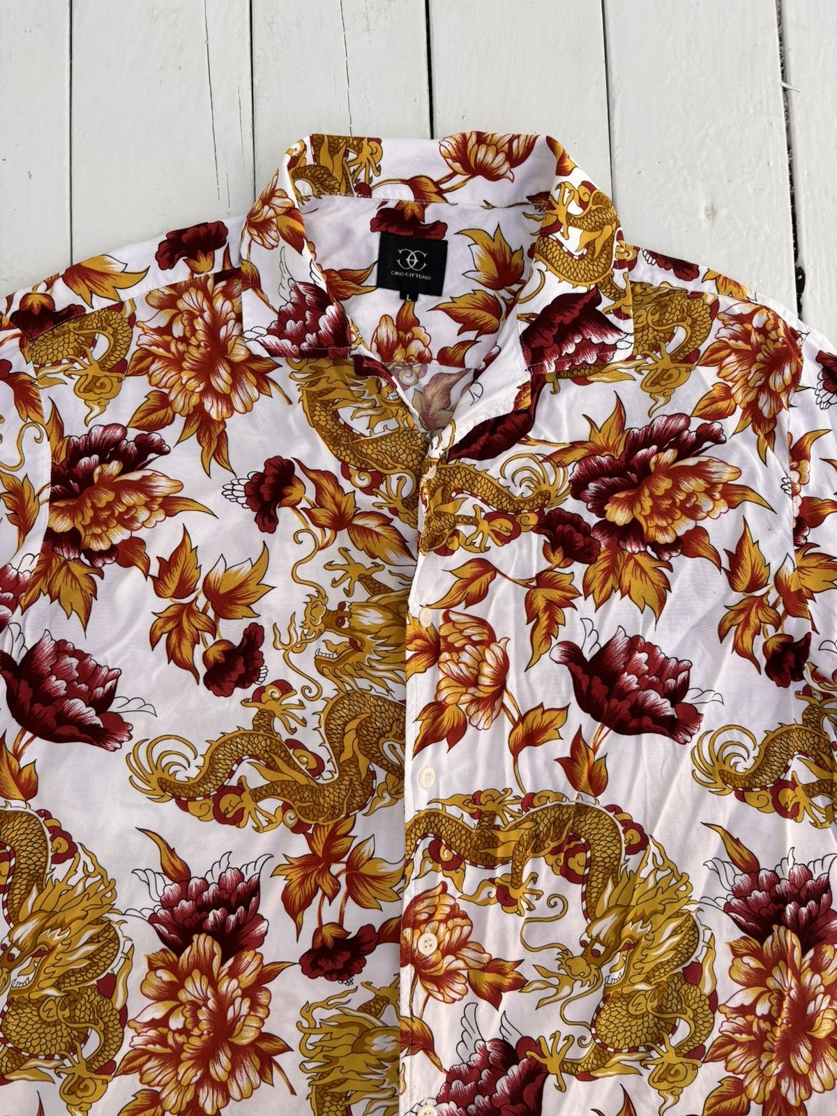 Vintage Ciro Citterio Vintage Dragon Peony Floral Graphics SS Shirt Size US M / EU 48-50 / 2 - 3 Thumbnail