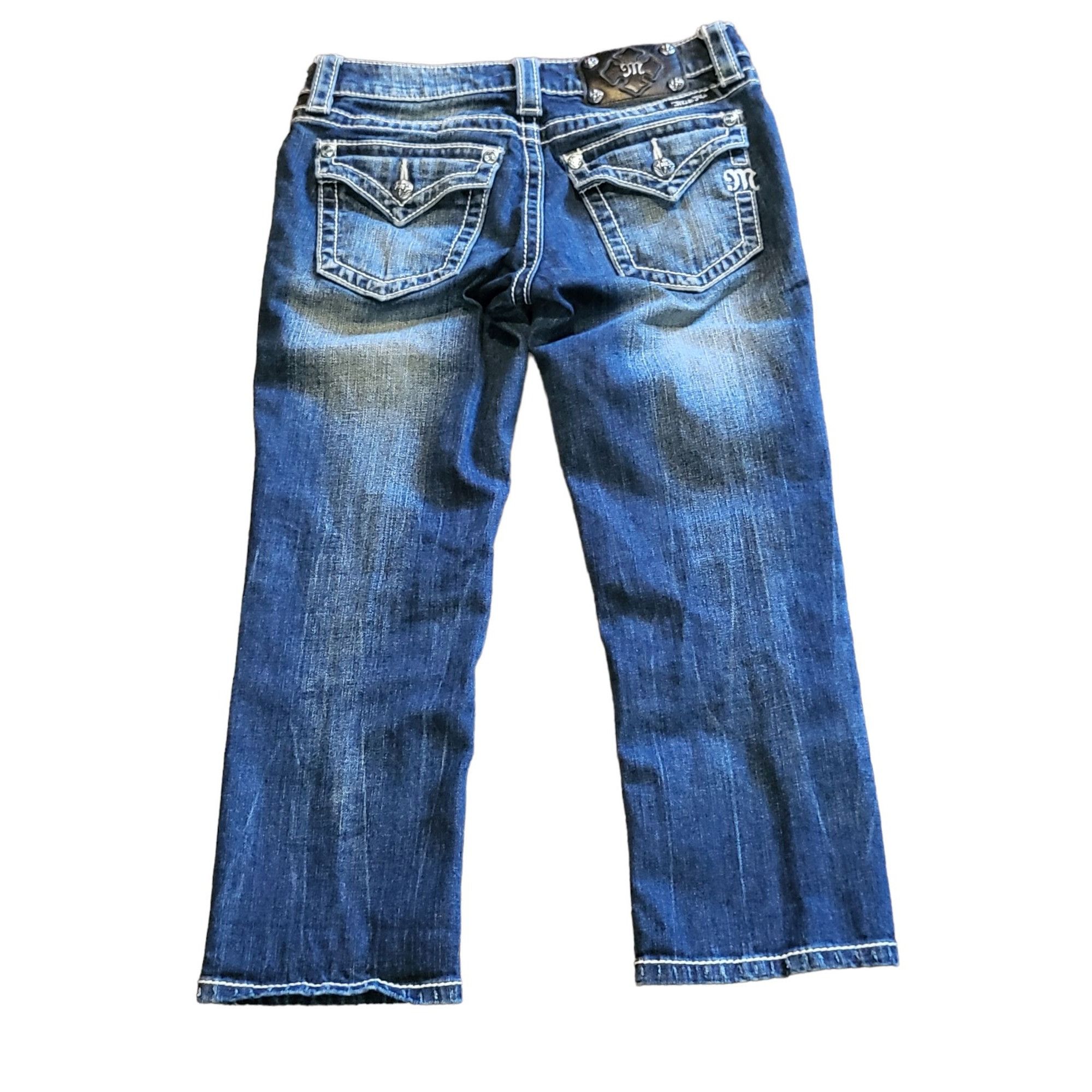 Miss Me Miss Me JS4009C9 Crop Jeans Women Sz 27 Blue Denim Embroider Size 27" / US 4 / IT 40 - 7 Thumbnail