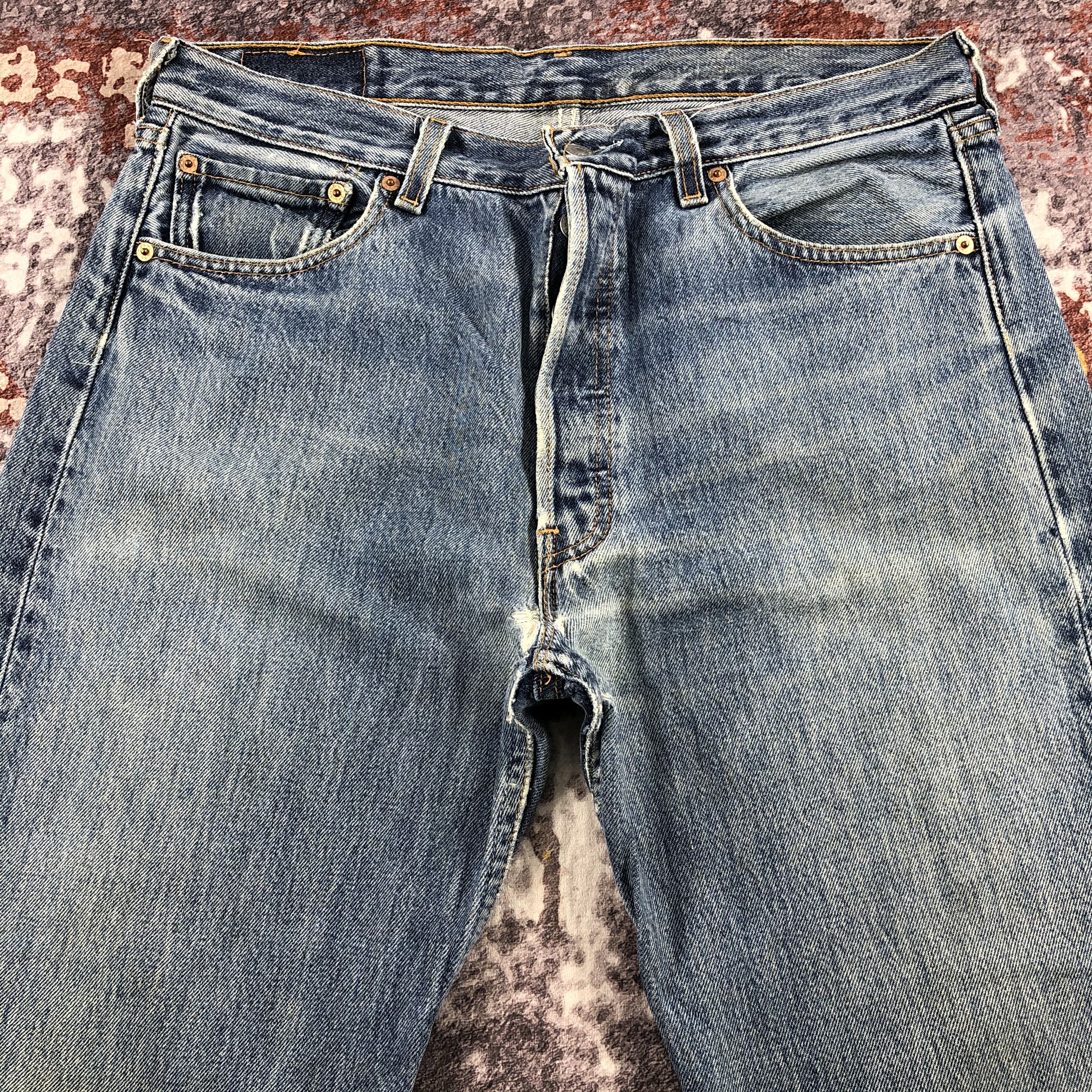 Levi's × Vintage Vintage 90s Blue Wash Levis 501 Jeans-JM2228 Size US 35 - 3 Thumbnail