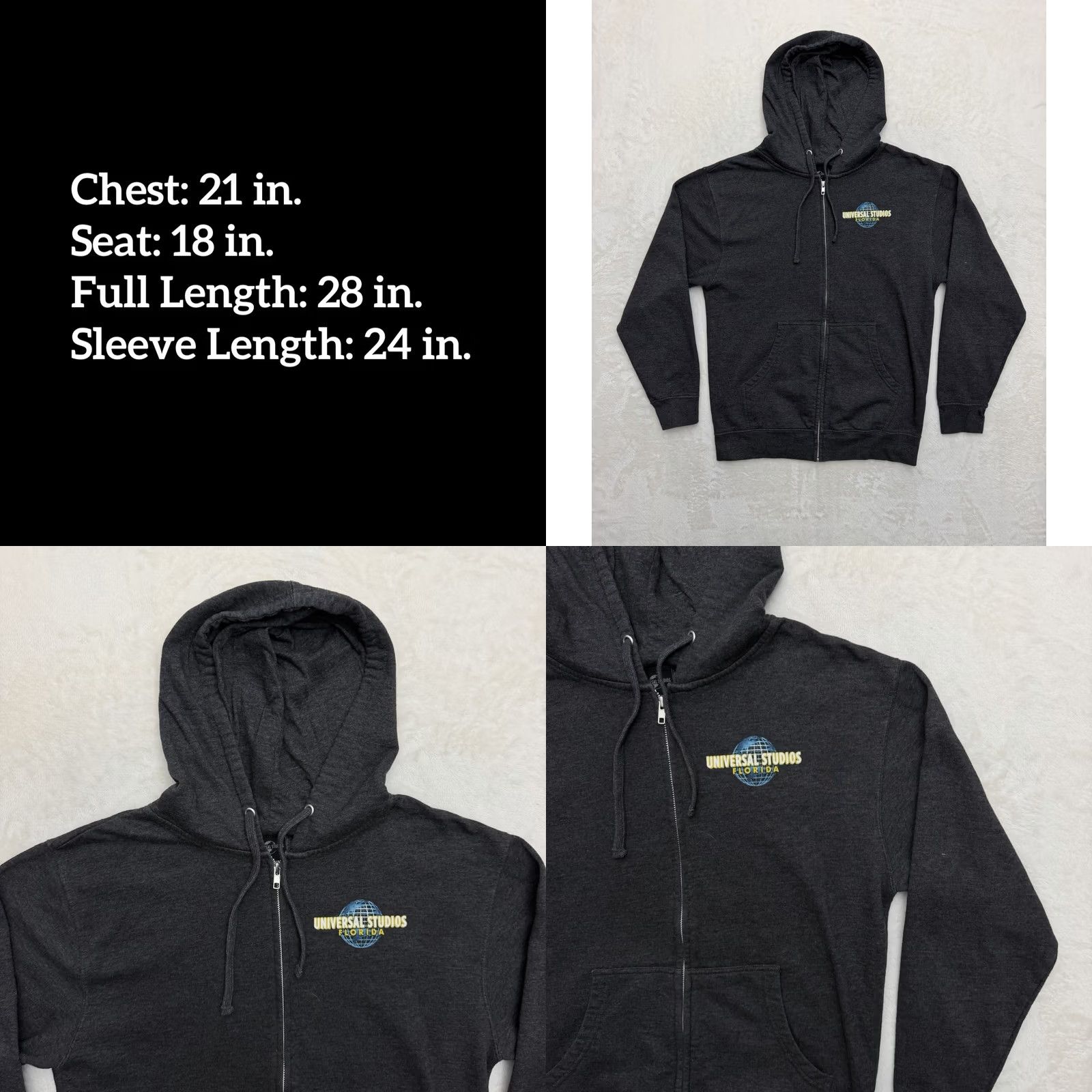 Vintage Universal Studios Hoodie Mens Medium Gray Full Zip Graphic Print Logo Pockets Fleece Jacket Size US M / EU 48-50 / 2 - 8 Thumbnail