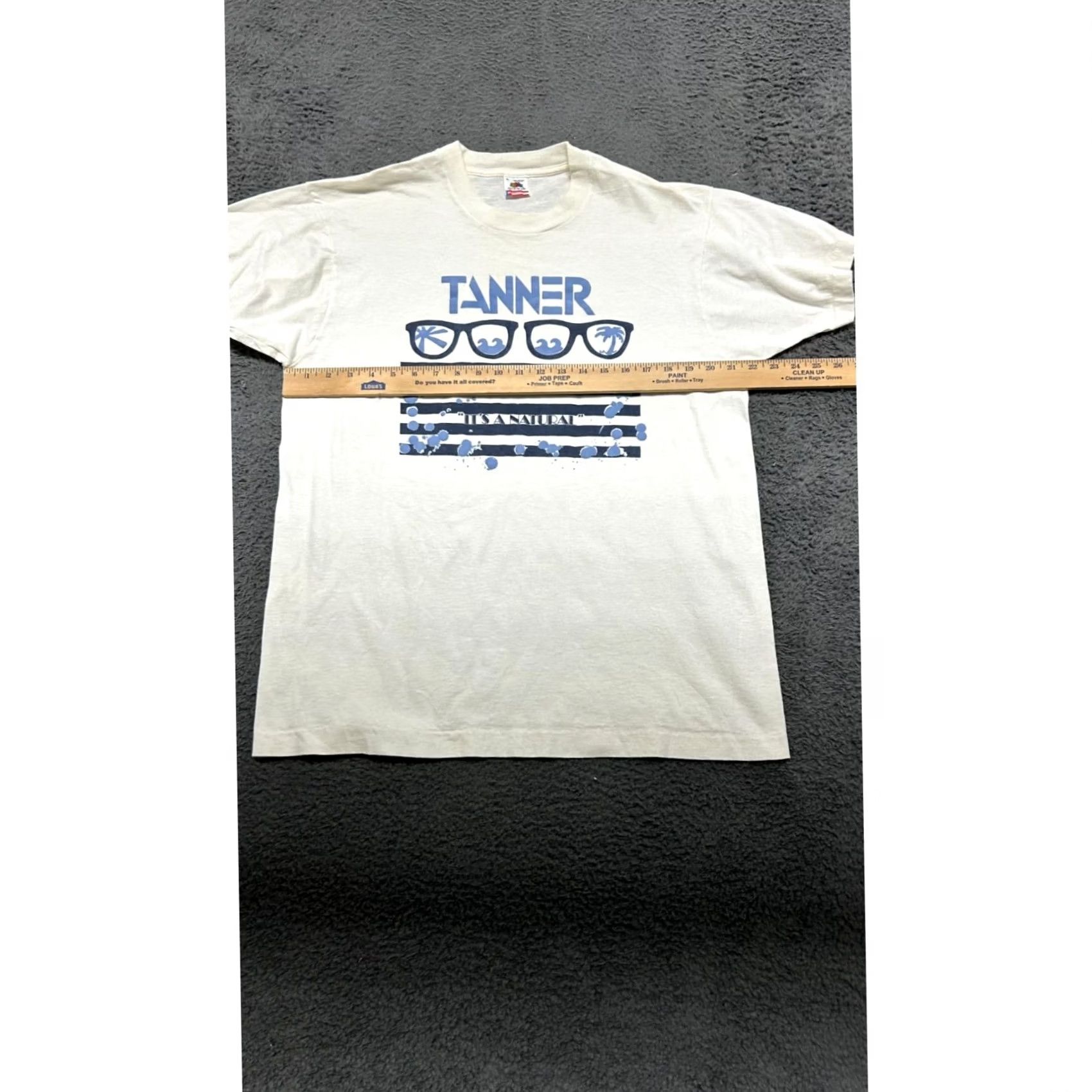 Fruit Of The Loom VINTAGE Fruit Of The Loom T-Shirt XL White Cotton Summer Beach Design Men 100% Cotton Size US XL / EU 56 / 4 - 4 Thumbnail