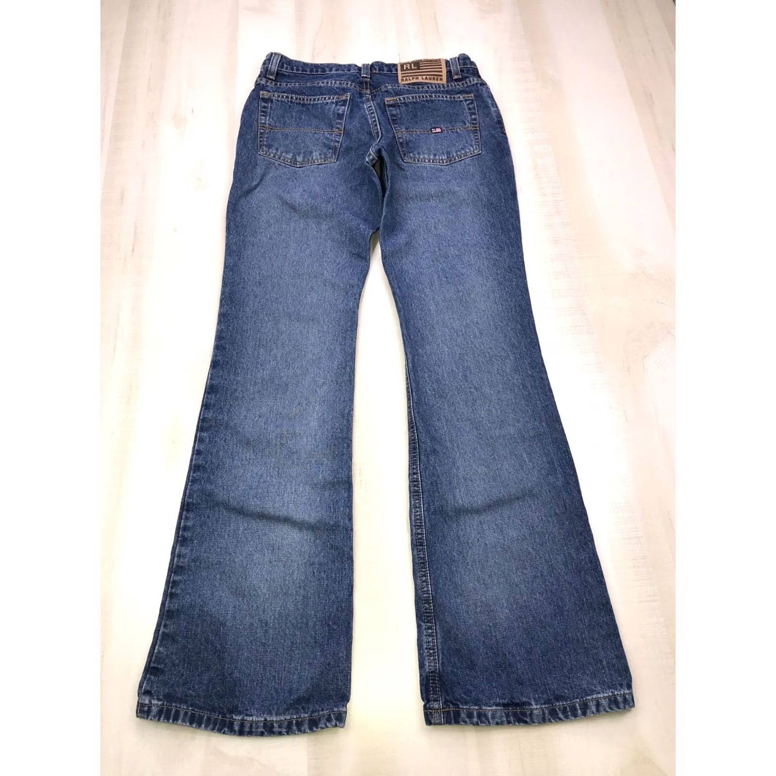 Polo Ralph Lauren VINTAGE Polo Jeans Company Low Rise Flare Denim Jeans Womens 5/6x32 Blue Slim 90s Retro College Bohemian City Womens Jeans Size 27" / US 4 / IT 40 - 4 Thumbnail