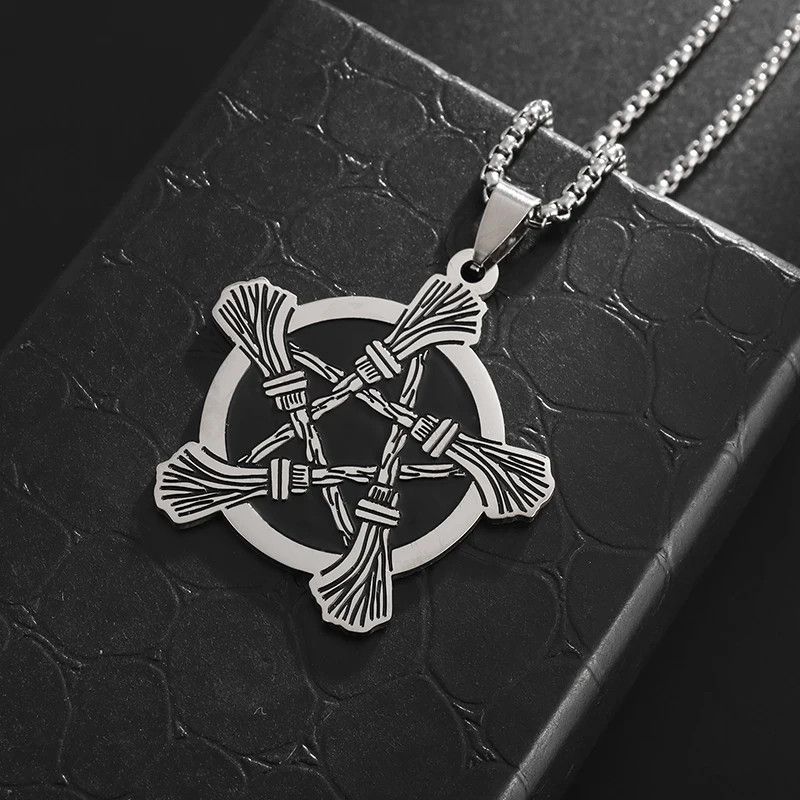 Jewelry Broom Witchcraft Pentagram Pendant Necklace Size ONE SIZE - 1 Thumbnail