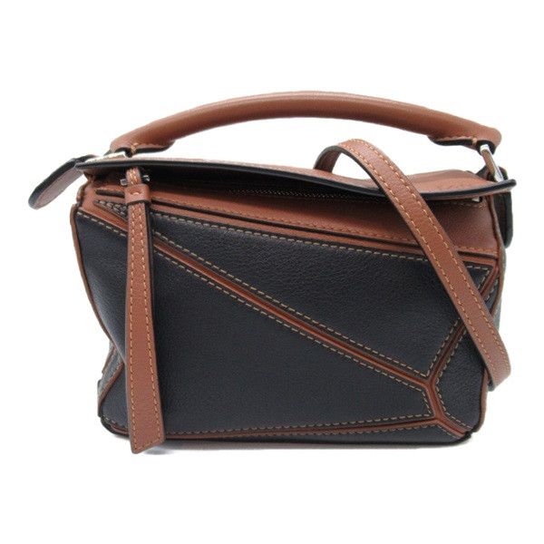 image of Loewe Mini Leather Puzzle Bag in Brown, Women's