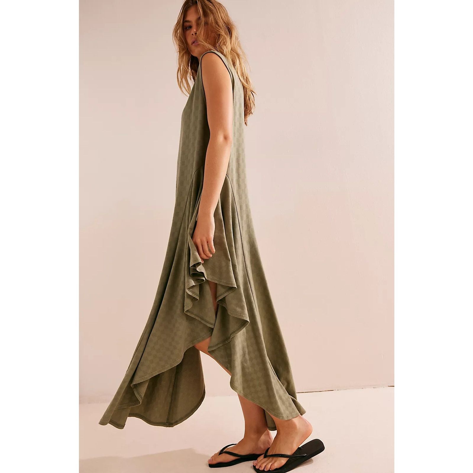 Free People New FP BEACH Mia Midi ASSYMETRICAL $98 SMALL Kelp - Green Size S / US 4 / IT 40 - 4 Thumbnail