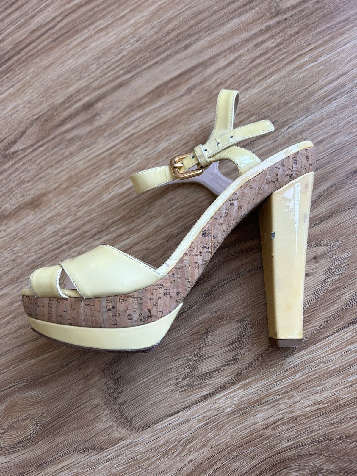 Prada Prada leather ankle strap cork high heels sandal size 39,5 Size US 9.5 / IT 39.5 - 9 Thumbnail